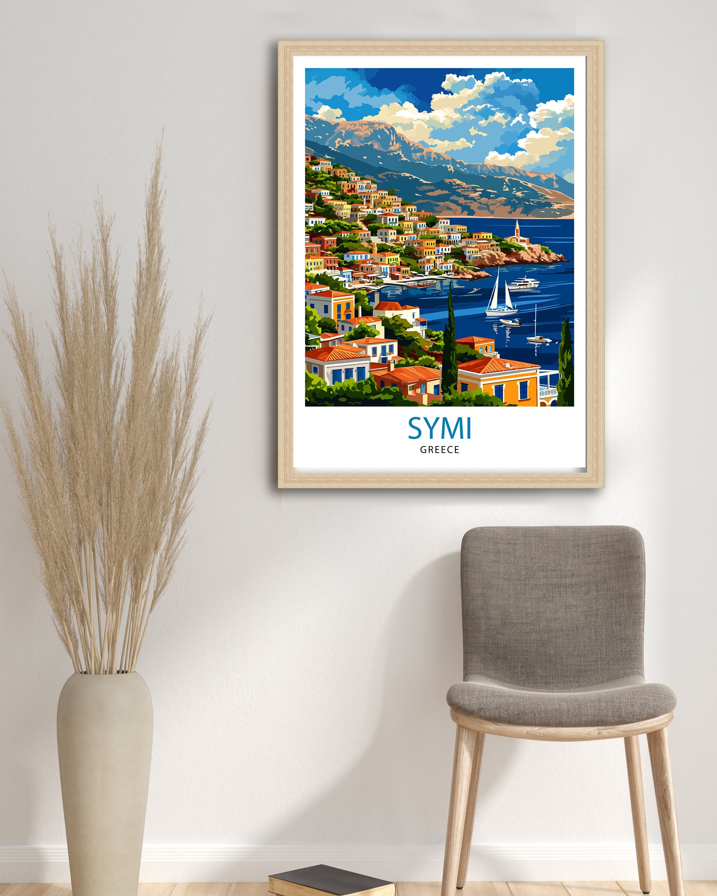 Symi Greece Travel Print Symi Island Wall Decor Greek Island Poster Greece Travel Prints Symi Art Print Symi Illustration Symi Wall
