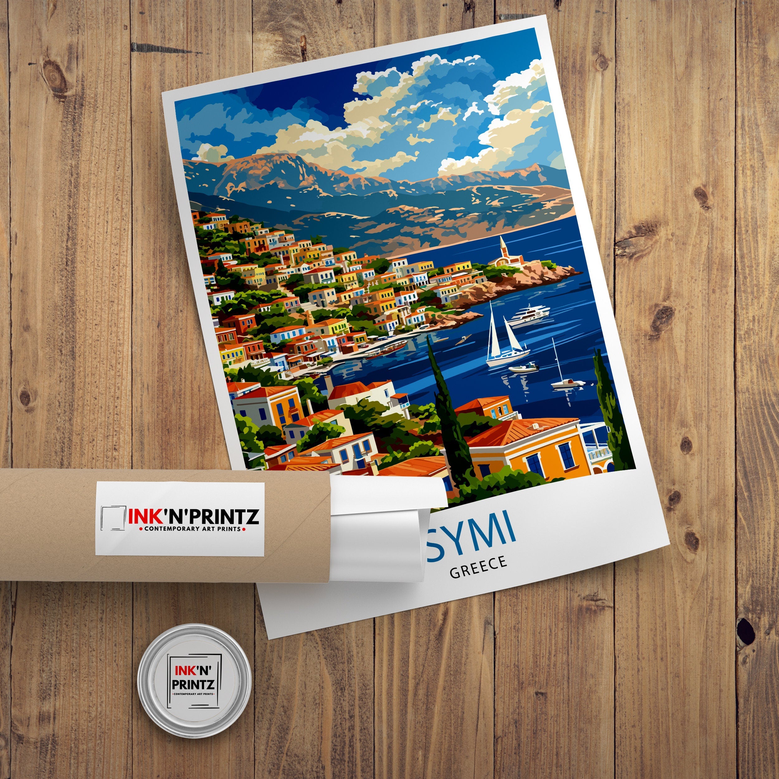 Symi Greece Travel Print Symi Island Wall Decor Greek Island Poster Greece Travel Prints Symi Art Print Symi Illustration Symi Wall