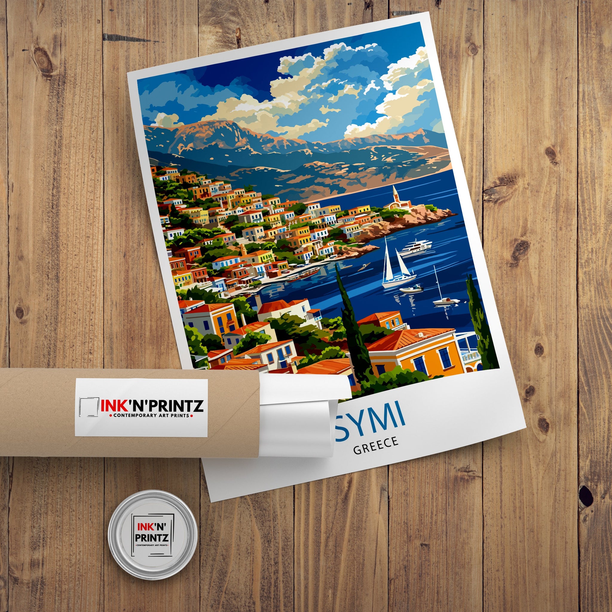 Symi Greece Travel Print Symi Island Wall Decor Greek Island Poster Greece Travel Prints Symi Art Print Symi Illustration Symi Wall