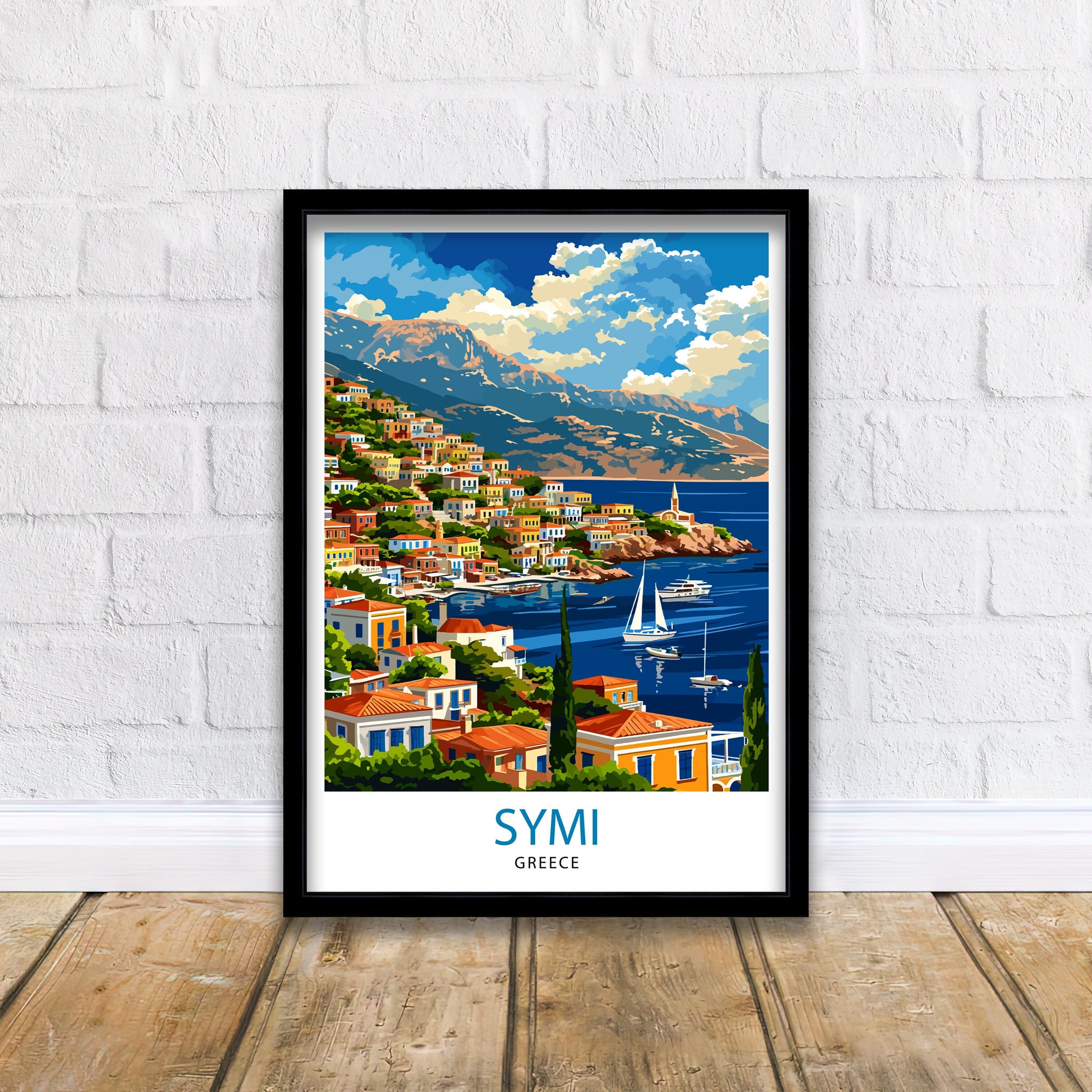 Symi Greece Travel Print Symi Island Wall Decor Greek Island Poster Greece Travel Prints Symi Art Print Symi Illustration Symi Wall