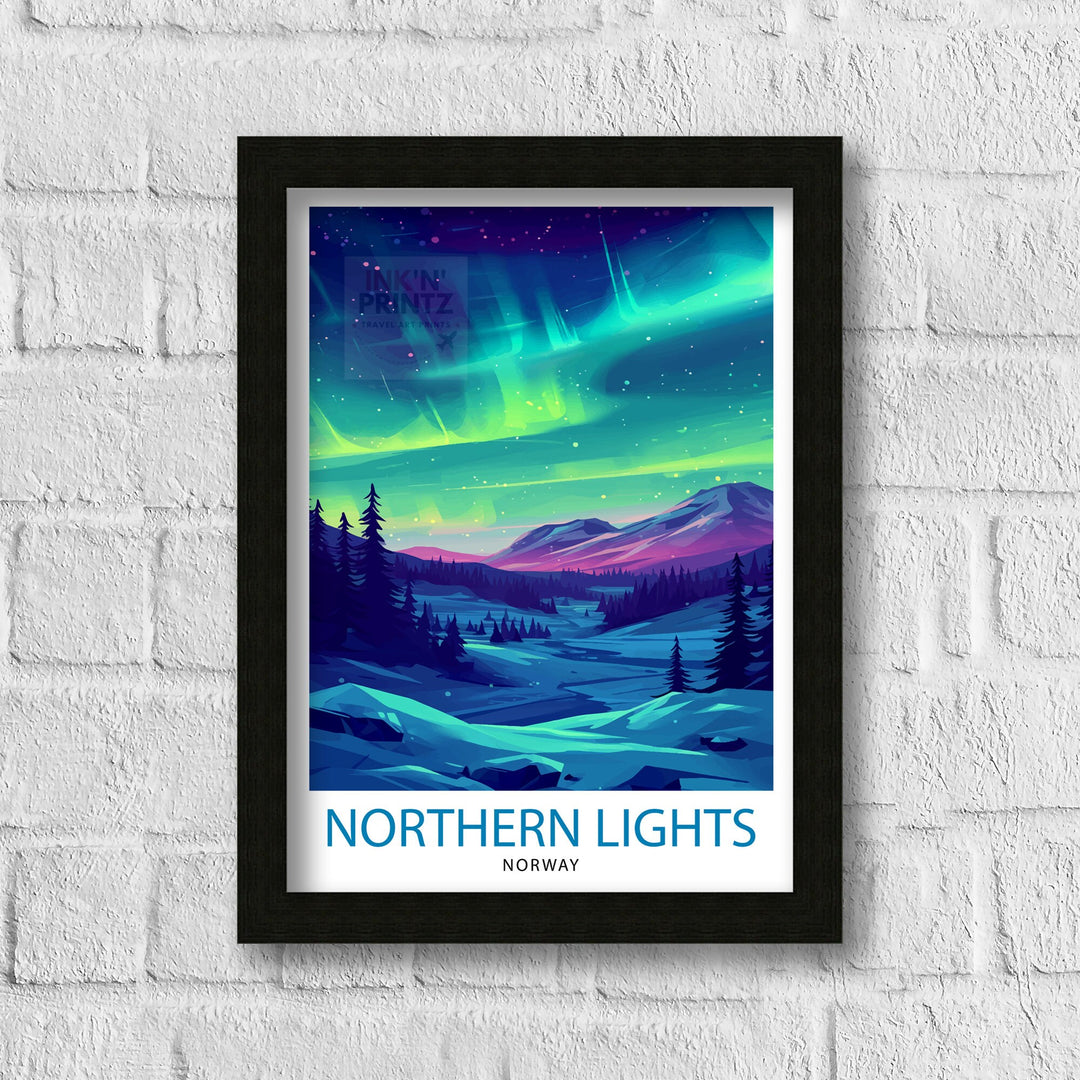 Northern Lights Aurora Borealis Travel Print Celestial Wall Decor Night Sky Poster Aurora Borealis Travel Prints Northern Lights Art Print