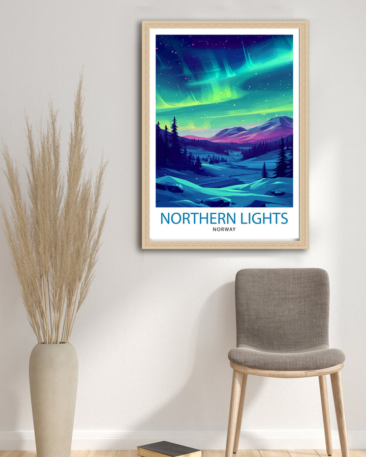 Northern Lights Aurora Borealis Travel Print Celestial Wall Decor Night Sky Poster Aurora Borealis Travel Prints Northern Lights Art Print