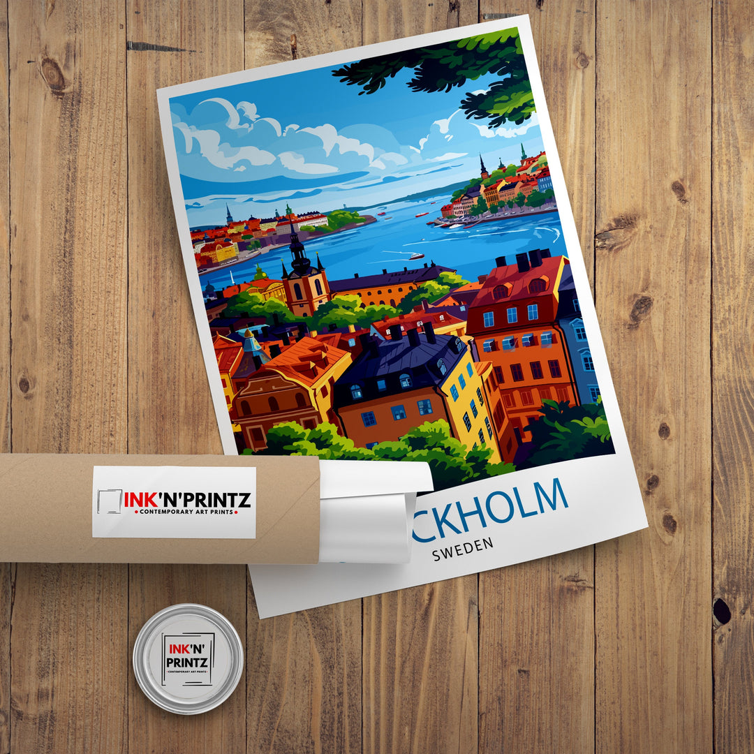 Stockholm Sweden Travel Print Stockholm Wall Art Sweden Illustration Scandinavian Travel Poster Gift for Traveler Sweden Home Decor
