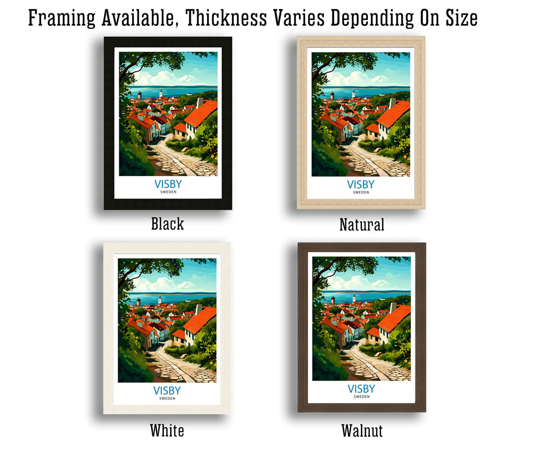 Visby Sweden Print Medieval Town Art Gotland Island Poster Historic City Wall Decor Swedish Heritage Illustration Baltic Sea Town Artwork