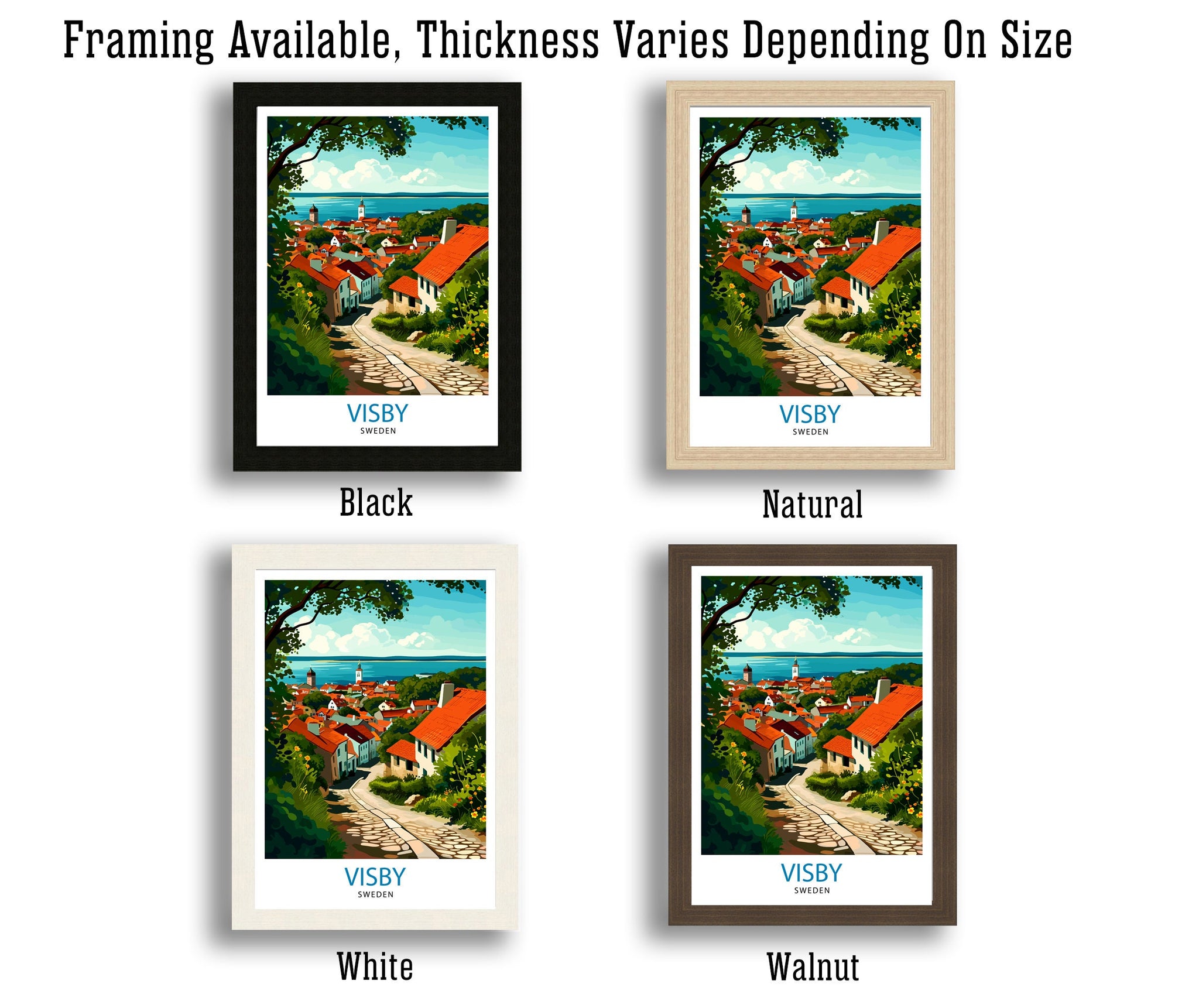 Visby Sweden Print Medieval Town Art Gotland Island Poster Historic City Wall Decor Swedish Heritage Illustration Baltic Sea Town Artwork