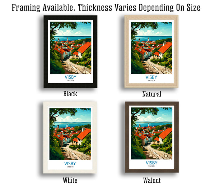 Visby Sweden Print Medieval Town Art Gotland Island Poster Historic City Wall Decor Swedish Heritage Illustration Baltic Sea Town Artwork