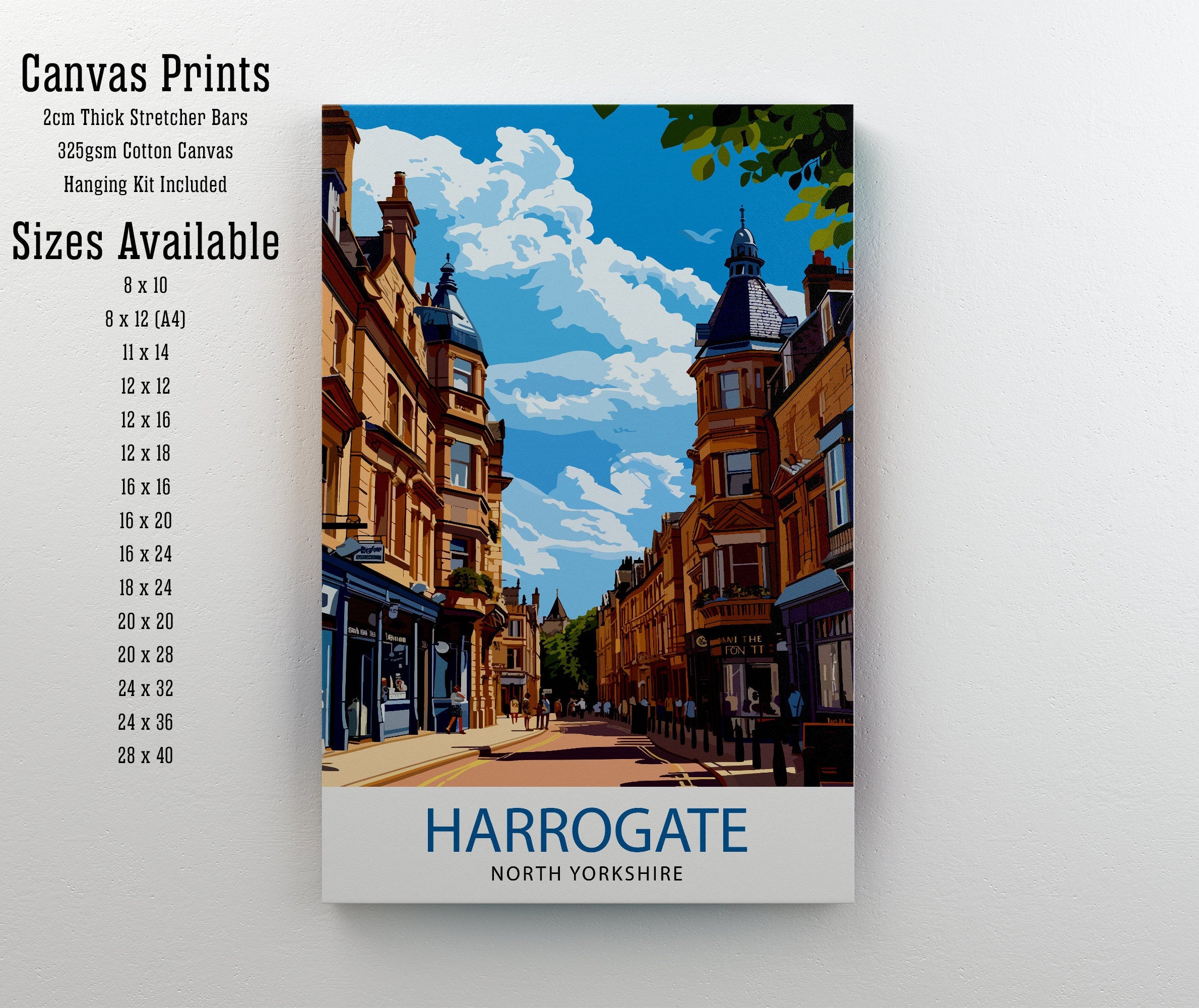 Harrogate Yorkshire Poster English Spa Town Art Victorian Architecture Poster British Garden Town