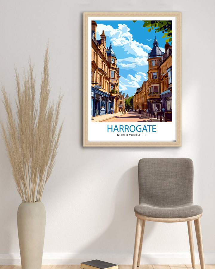 Harrogate Yorkshire Poster English Spa Town Art Victorian Architecture Poster British Garden Town