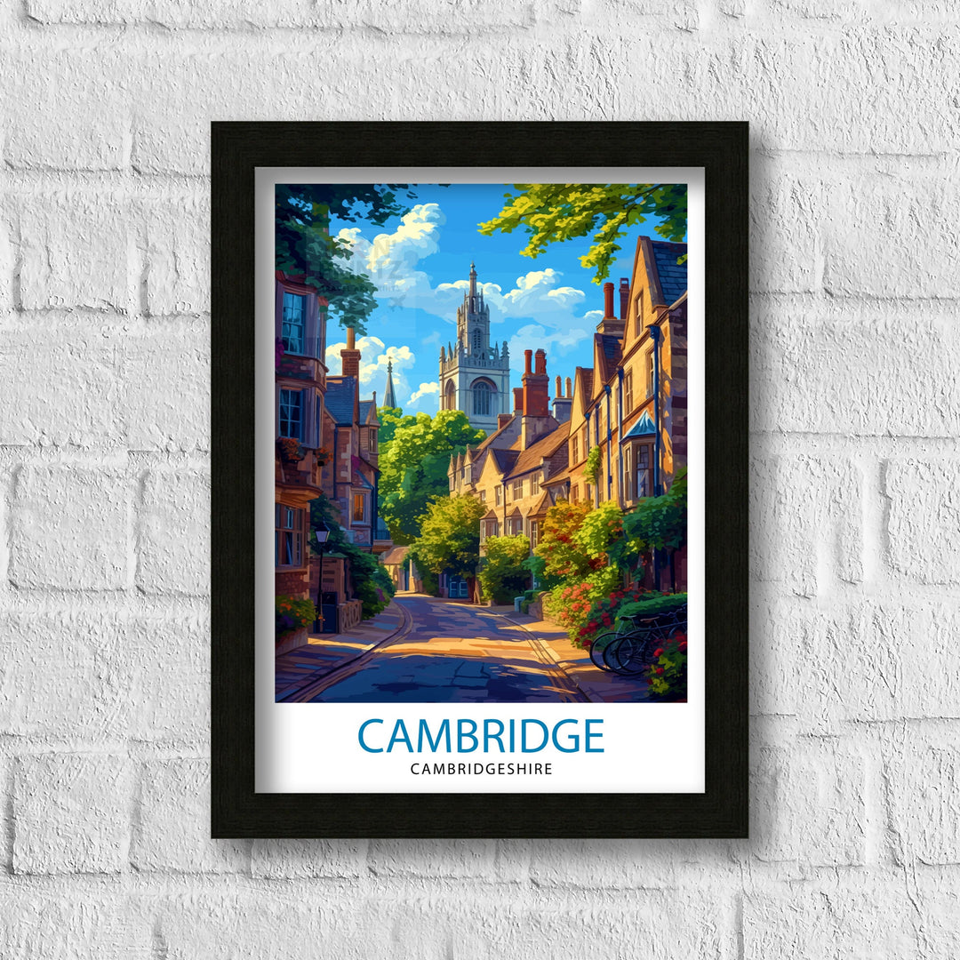 Cambridge UK Poster Historic University City Art River Cam Poster English Architecture