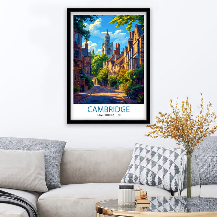 Cambridge UK Poster Historic University City Art River Cam Poster English Architecture