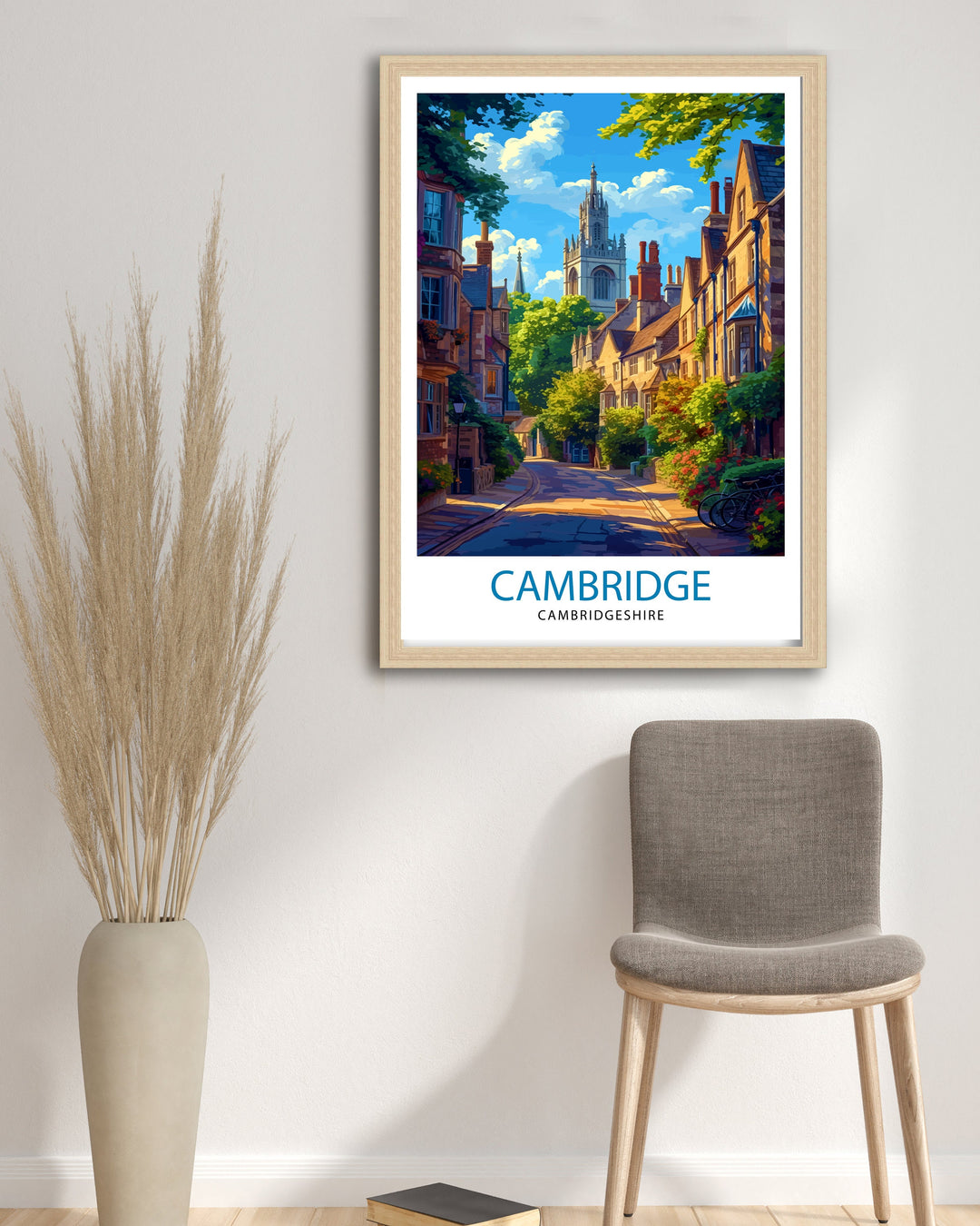 Cambridge UK Poster Historic University City Art River Cam Poster English Architecture