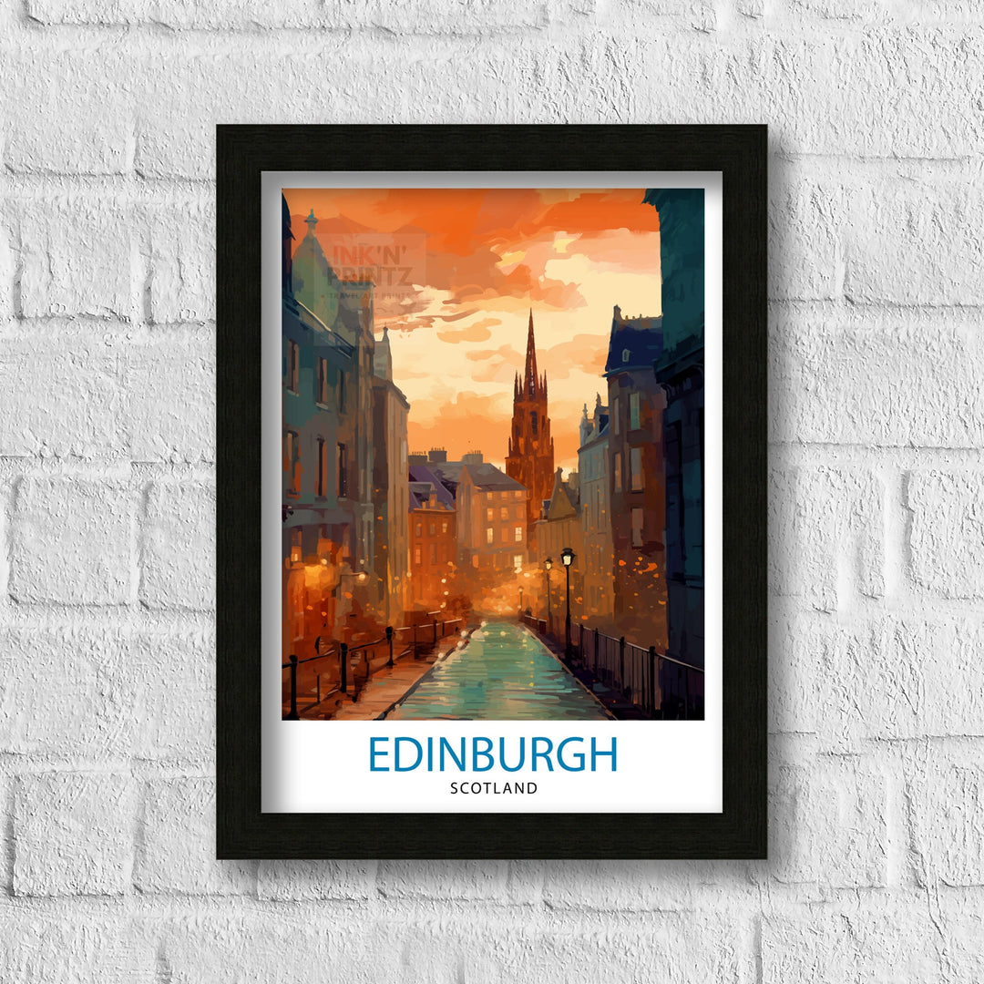 Edinburgh Scotland Travel Poster Edinburgh Wall Art Edinburgh Home Decor Scotland Illustration