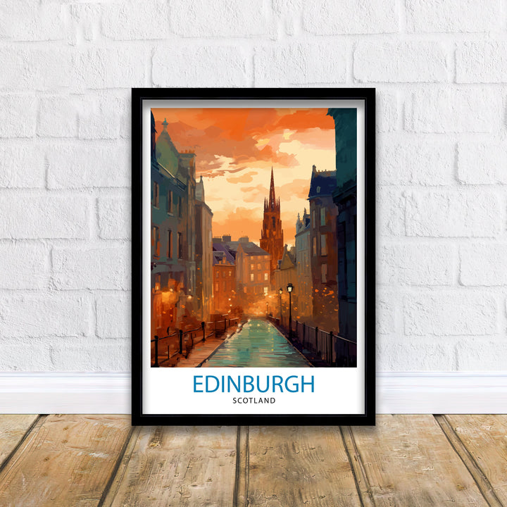 Edinburgh Scotland Travel Poster Edinburgh Wall Art Edinburgh Home Decor Scotland Illustration