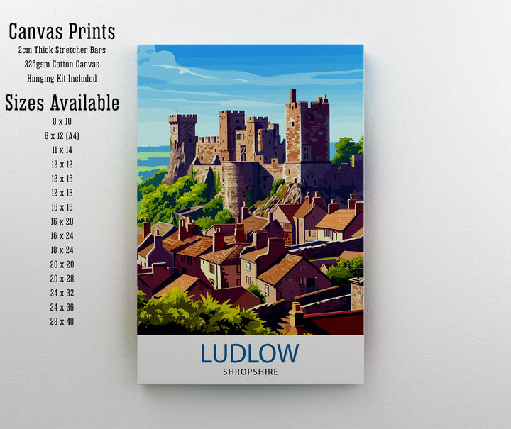 Ludlow Shropshire Poster Historic Market Town Art Medieval Castle Poster English Countryside