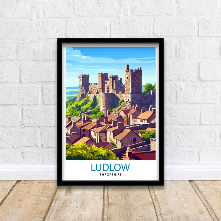 Ludlow Shropshire Poster Historic Market Town Art Medieval Castle Poster English Countryside