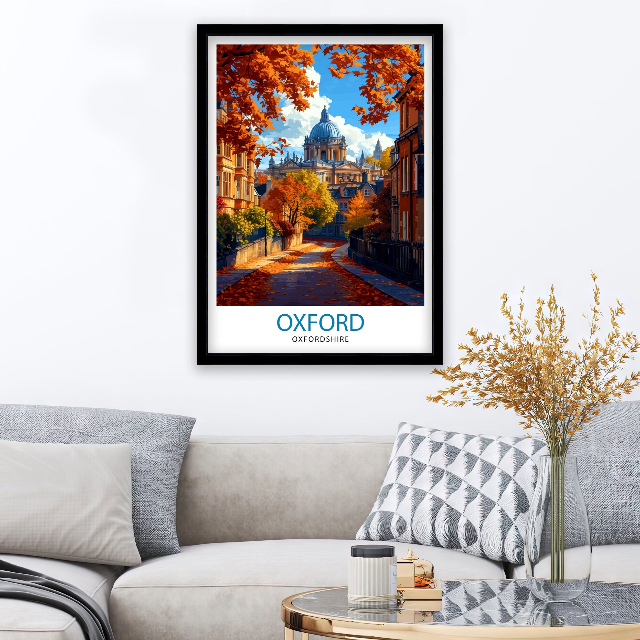 Oxford UK Travel Print Oxford Wall Art Oxford Illustration England Travel Poster Oxfordshire Gift Oxford Home Decor