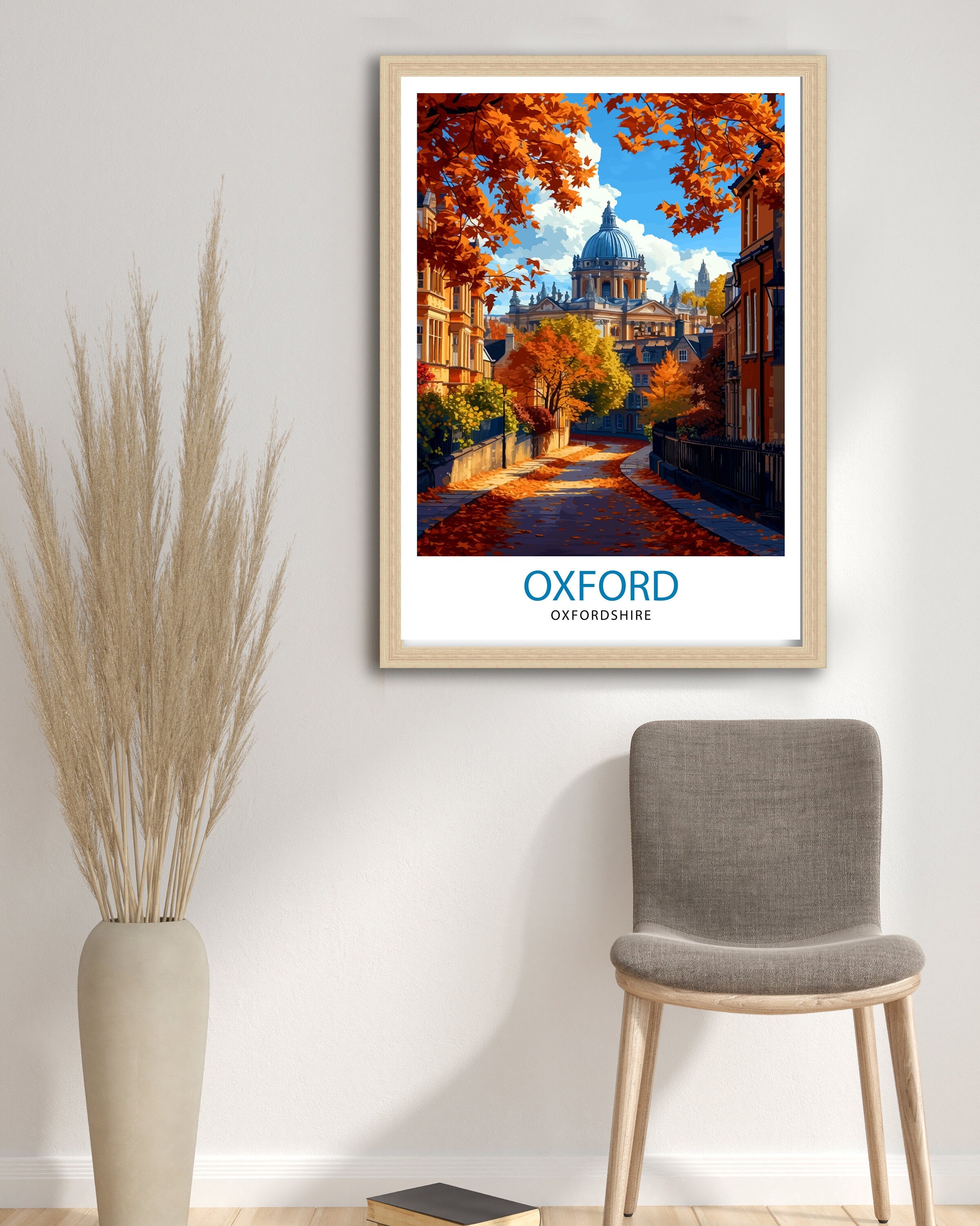 Oxford UK Travel Print Oxford Wall Art Oxford Illustration England Travel Poster Oxfordshire Gift Oxford Home Decor
