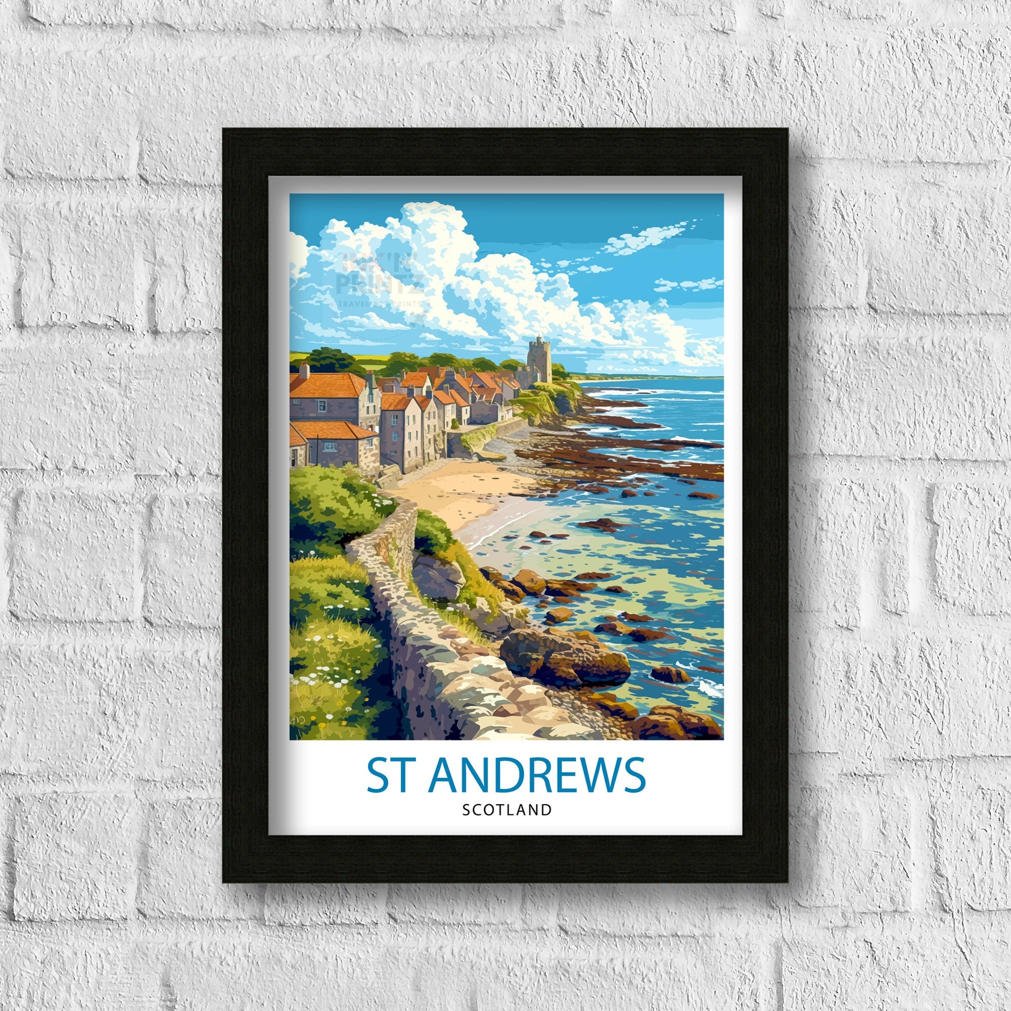 St Andrews Fife Travel Print St Andrews Wall Decor St Andrews Poster Scotland Travel Prints St Andrews Art Print St Andrews Illustration