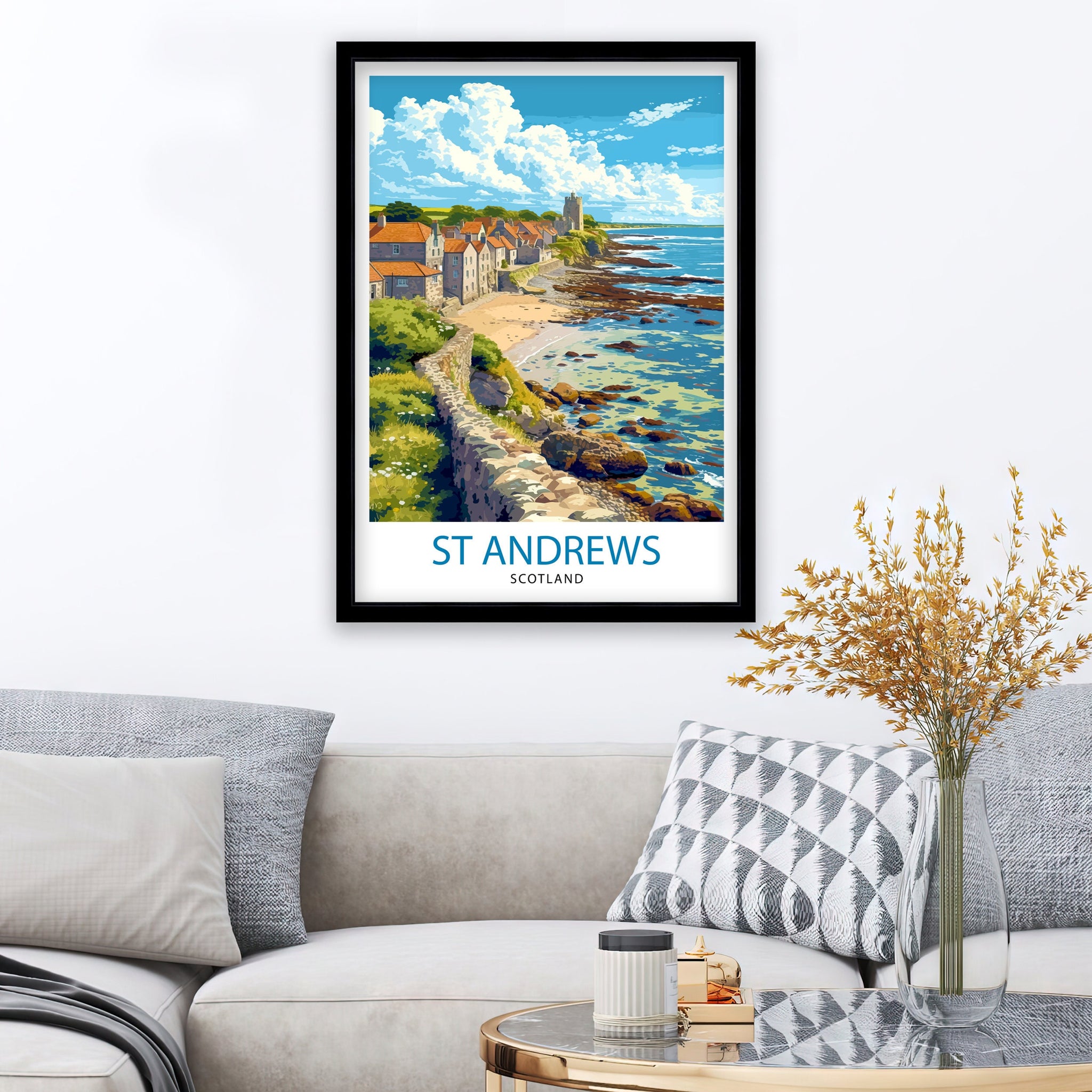 St Andrews Fife Travel Print St Andrews Wall Decor St Andrews Poster Scotland Travel Prints St Andrews Art Print St Andrews Illustration