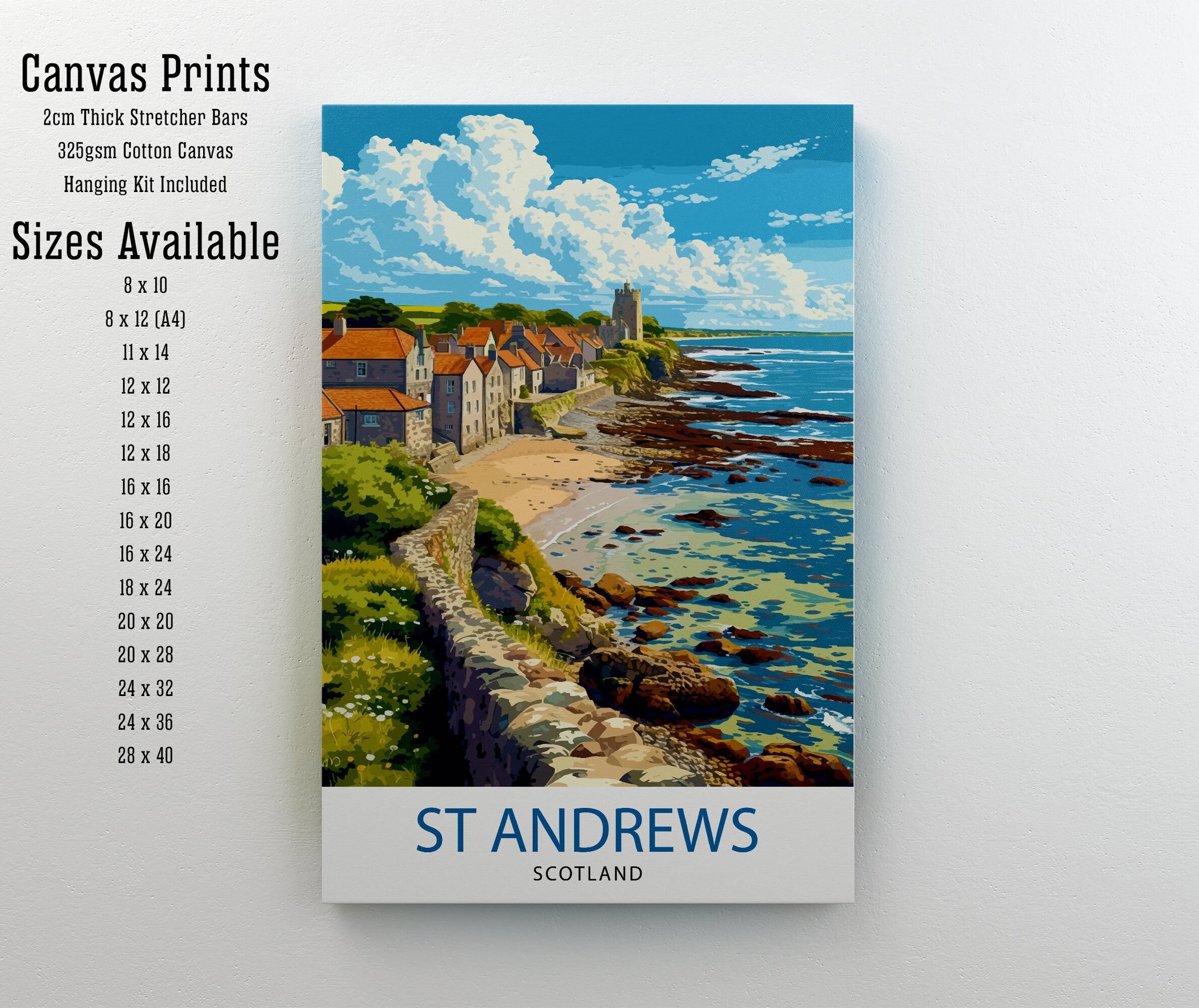 St Andrews Fife Travel Print St Andrews Wall Decor St Andrews Poster Scotland Travel Prints St Andrews Art Print St Andrews Illustration