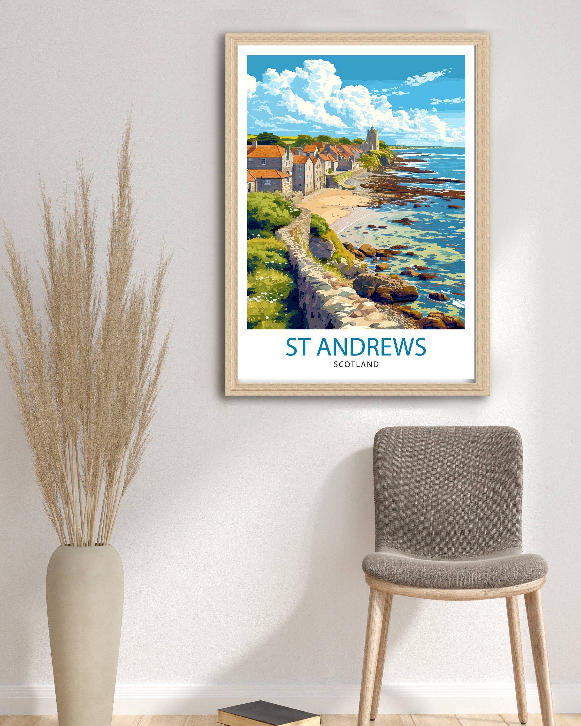 St Andrews Fife Travel Print St Andrews Wall Decor St Andrews Poster Scotland Travel Prints St Andrews Art Print St Andrews Illustration