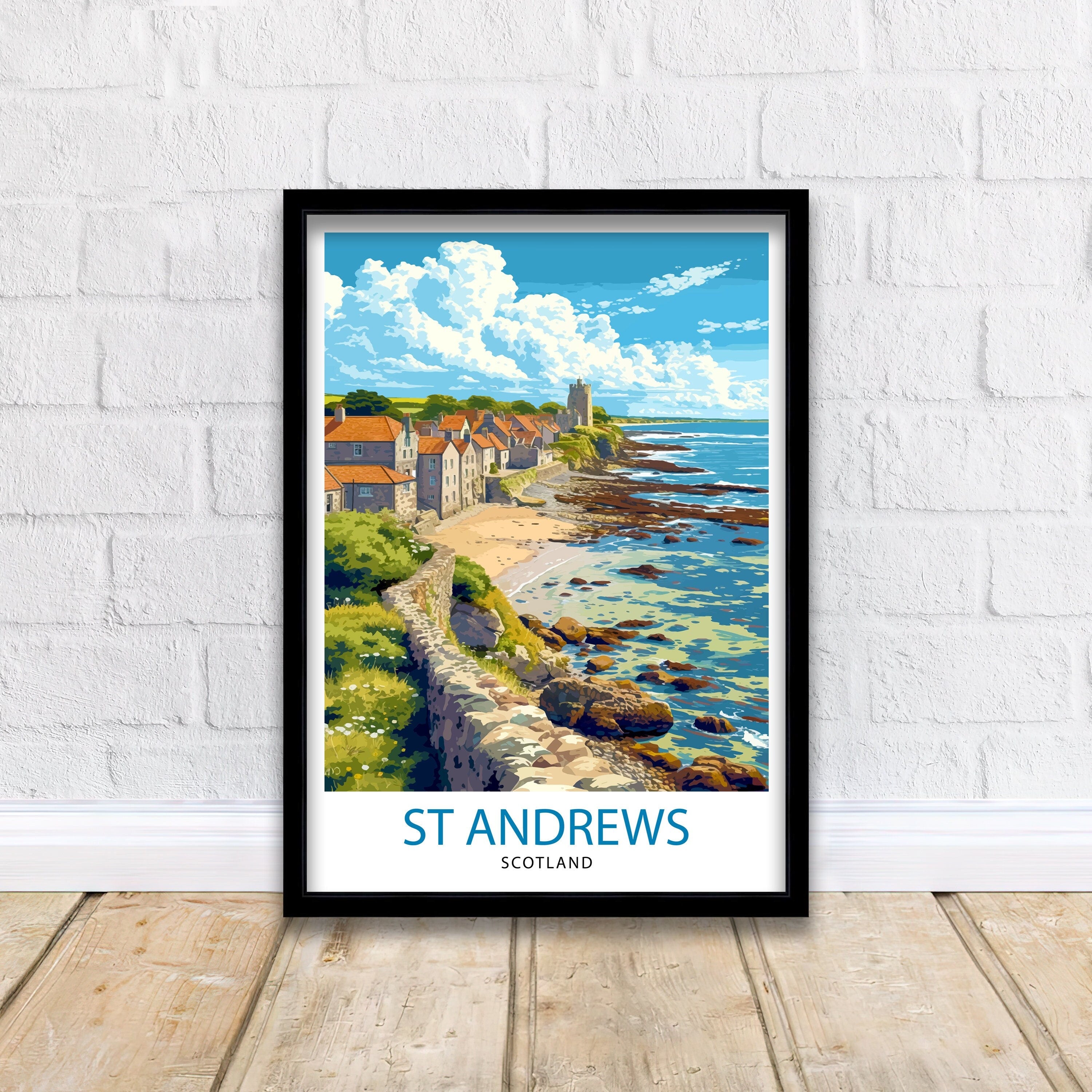 St Andrews Fife Travel Print St Andrews Wall Decor St Andrews Poster Scotland Travel Prints St Andrews Art Print St Andrews Illustration
