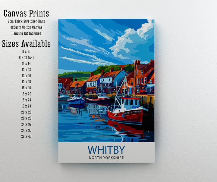 Whitby Harbour Travel Print Whitby Wall Decor Whitby Home Living Decor Whitby Illustration Travel Poster Gift For Whitby UK Home Decor