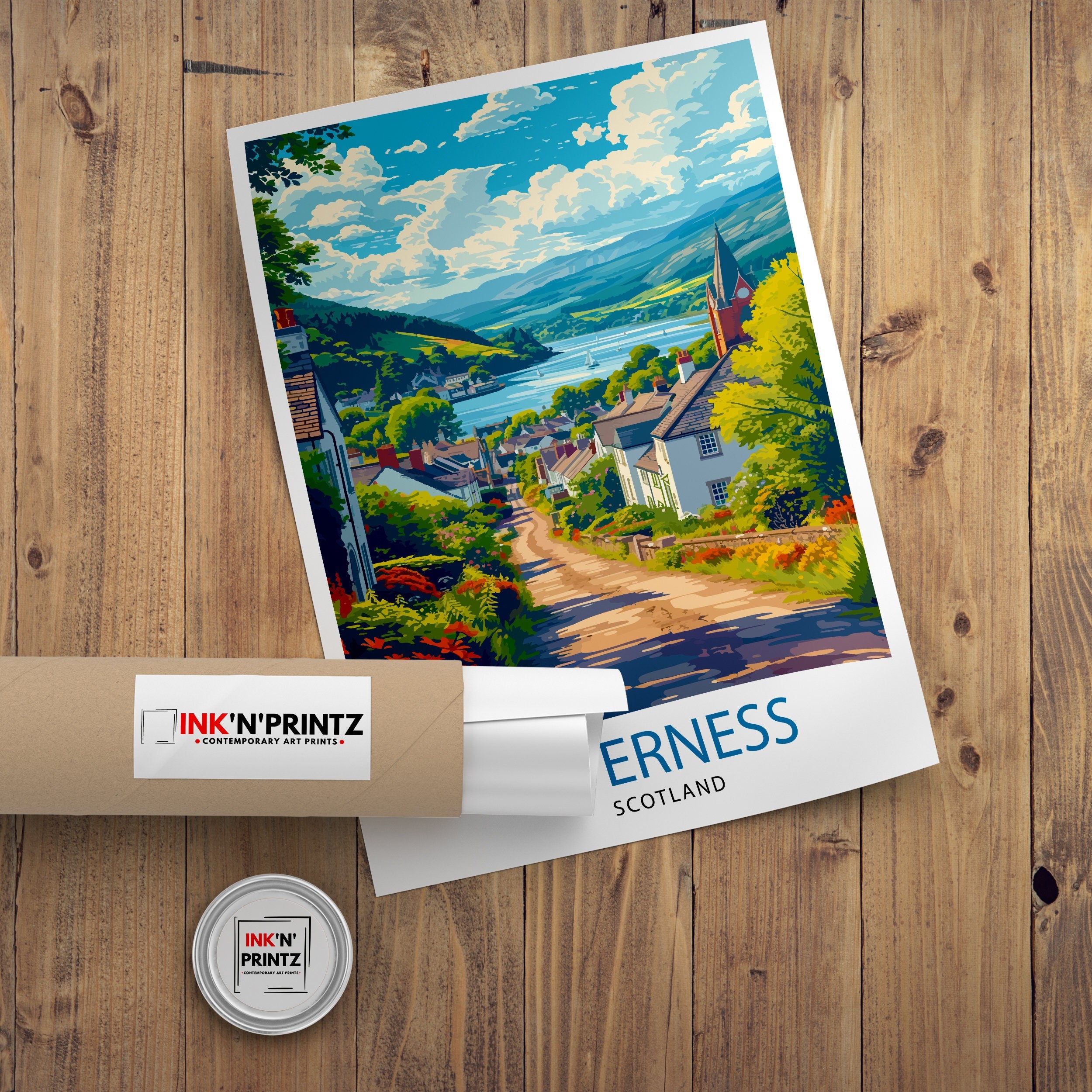 Inverness Scotland Print Highland City Art Scottish Landscape Poster Loch Ness Wall Decor UK Urban Illustration Celtic Heritage Artwork