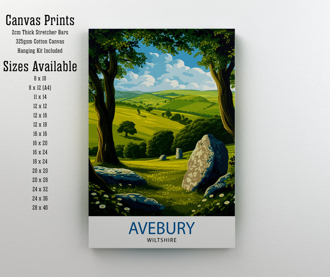 Avebury Wiltshire Poster Ancient Stone Circle Art Neolithic Monument Poster English Heritage