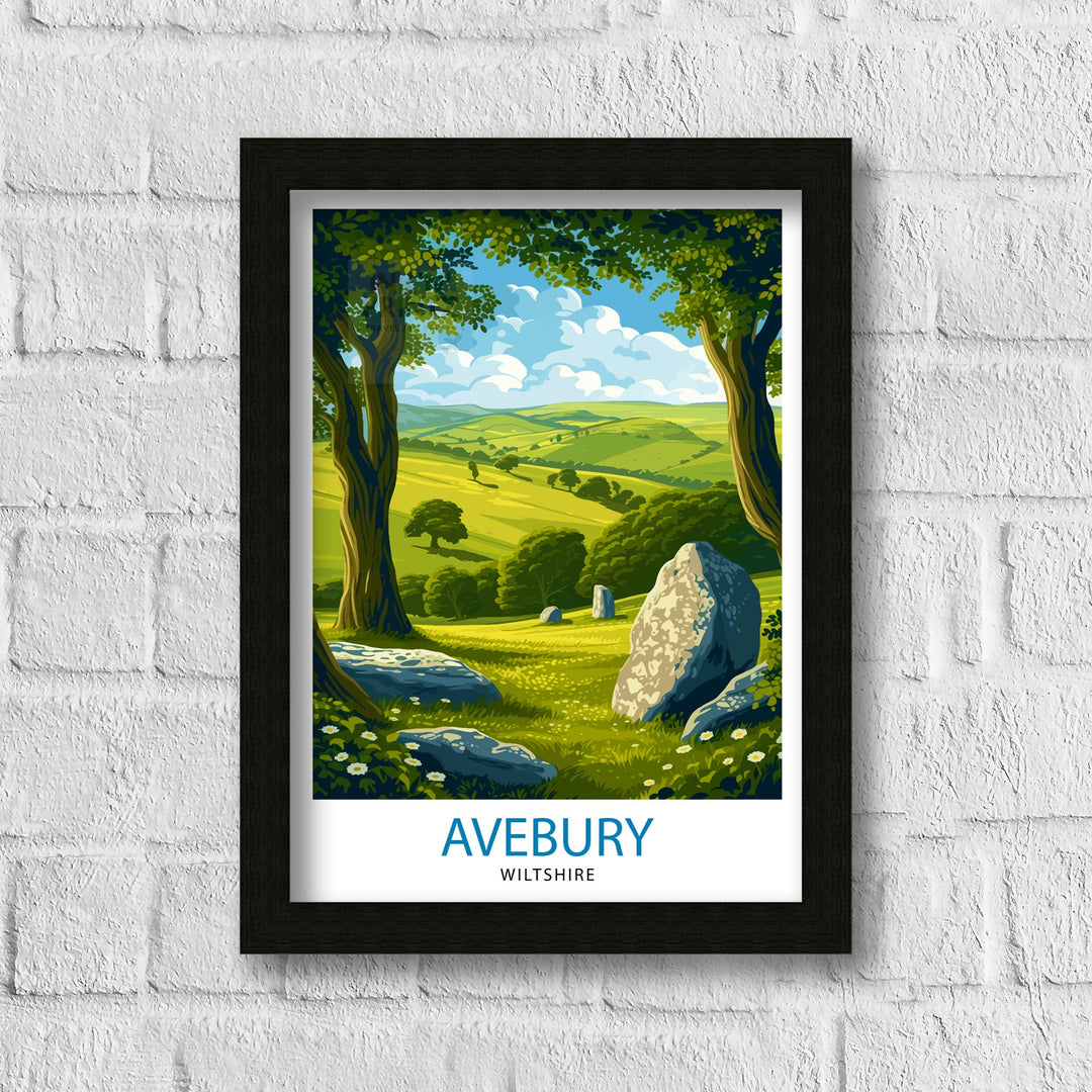 Avebury Wiltshire Poster Ancient Stone Circle Art Neolithic Monument Poster English Heritage