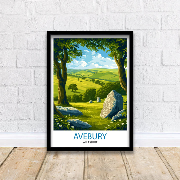 Avebury Wiltshire Poster Ancient Stone Circle Art Neolithic Monument Poster English Heritage