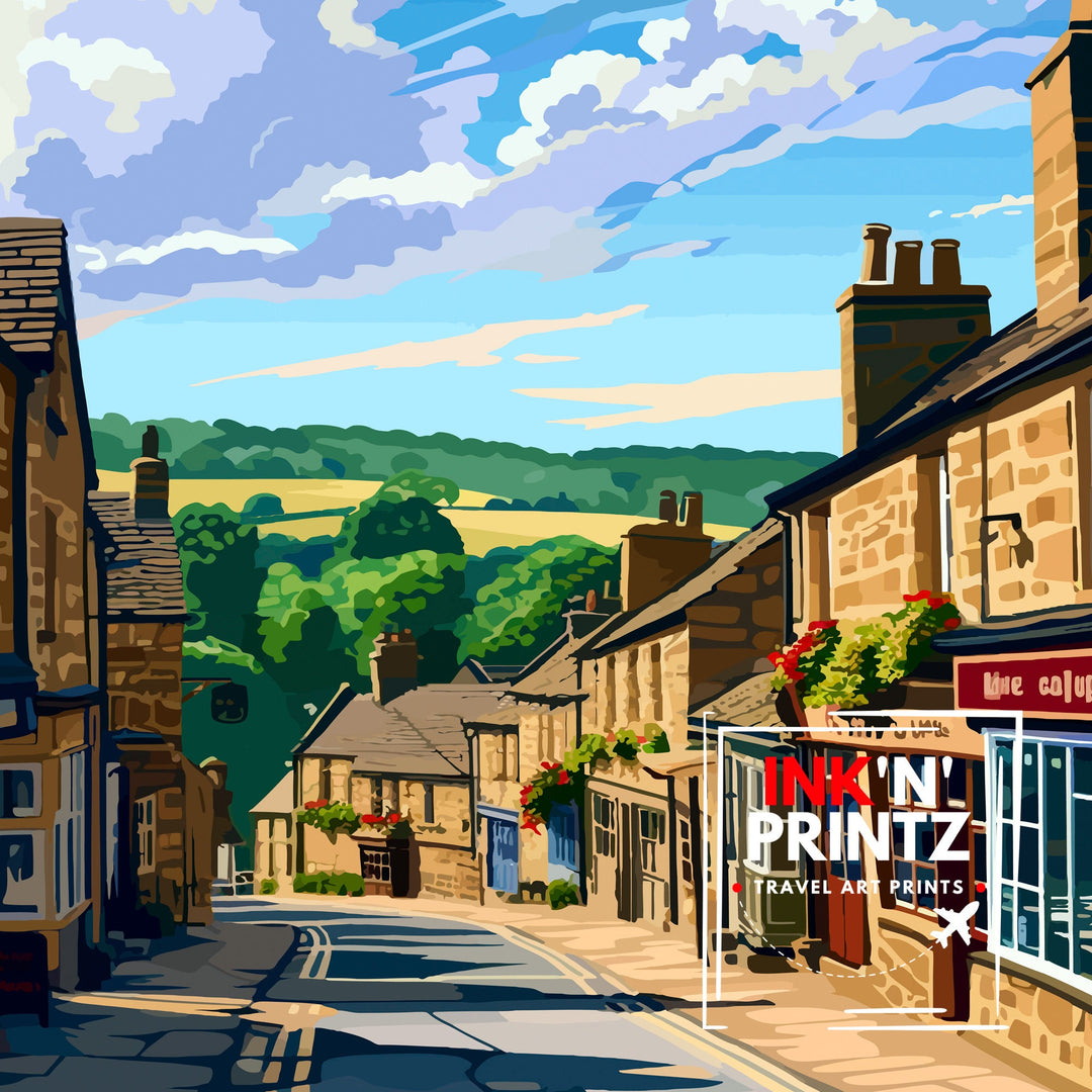 Bakewell England Poster Charming Market Town Art Derbyshire Dales Poster English Countryside