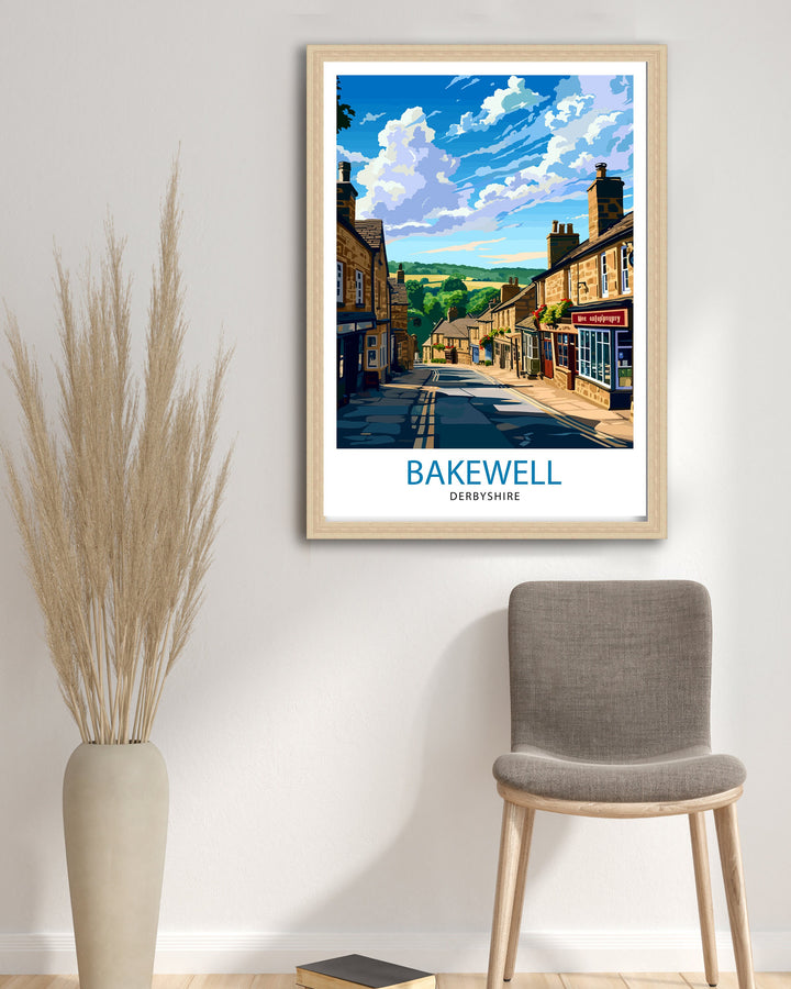 Bakewell England Poster Charming Market Town Art Derbyshire Dales Poster English Countryside