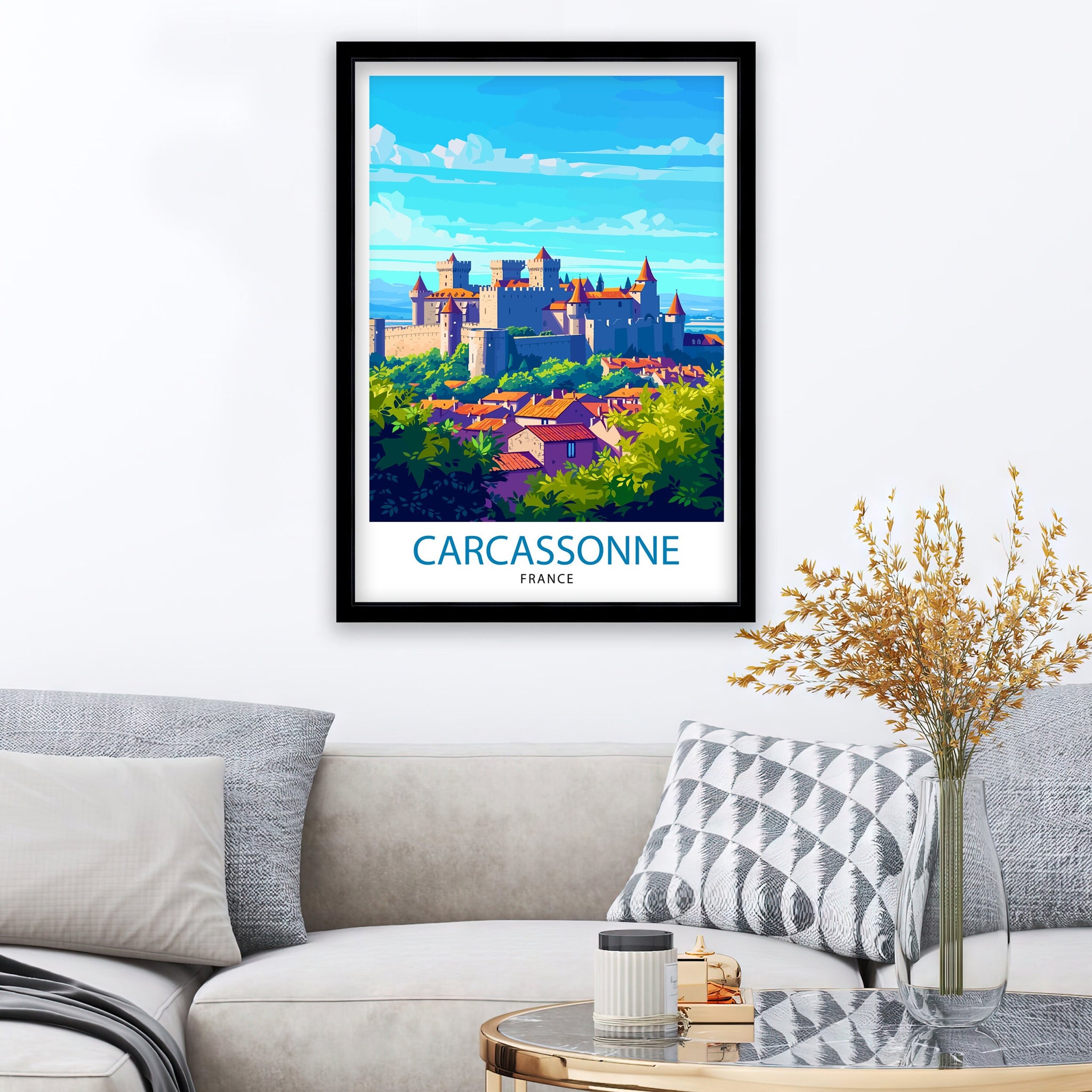 Carcassonne France Travel Print Carcassonne Wall Decor Carcassonne Poster France Travel Prints Carcassonne Art Print Carcassonne