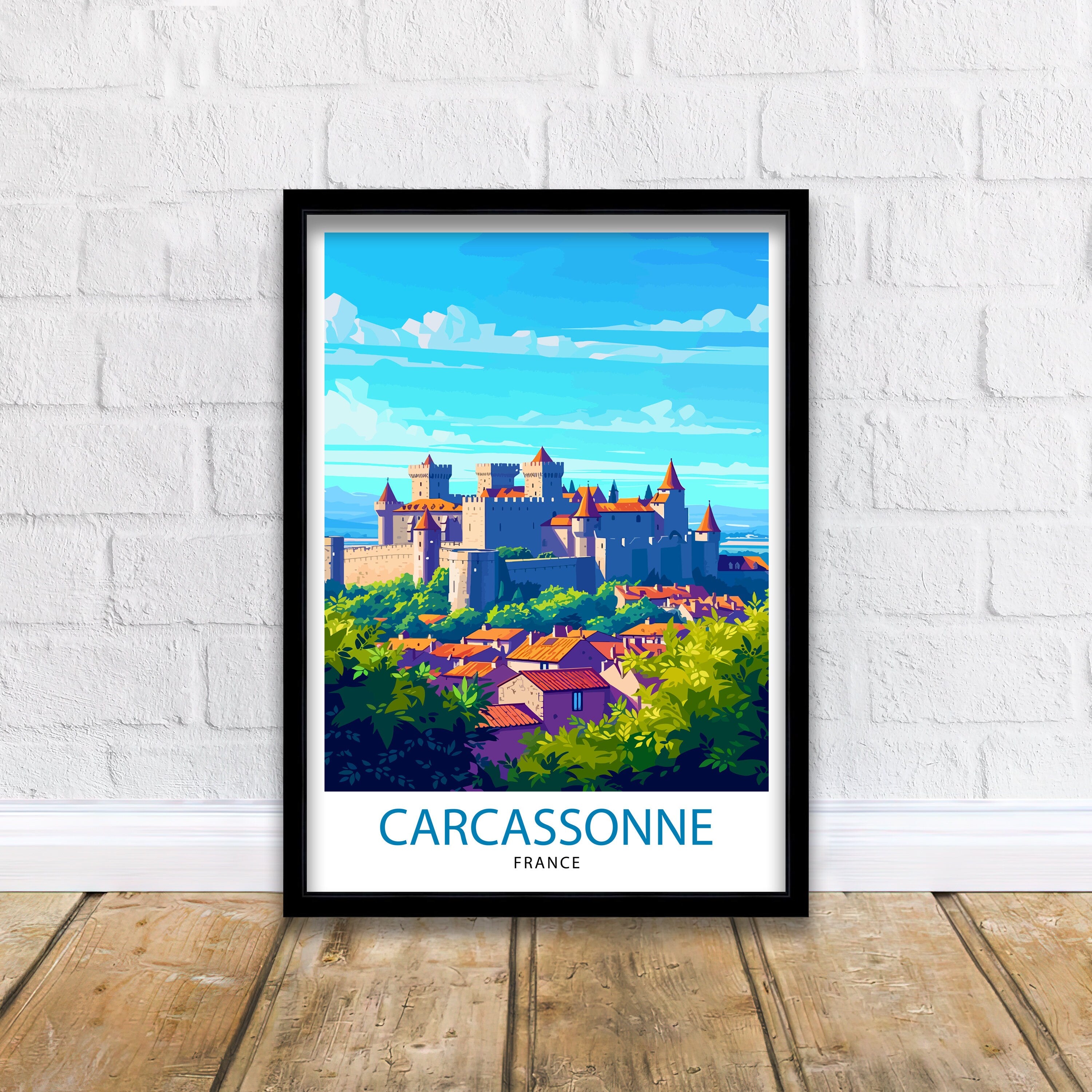 Carcassonne France Travel Print Carcassonne Wall Decor Carcassonne Poster France Travel Prints Carcassonne Art Print Carcassonne