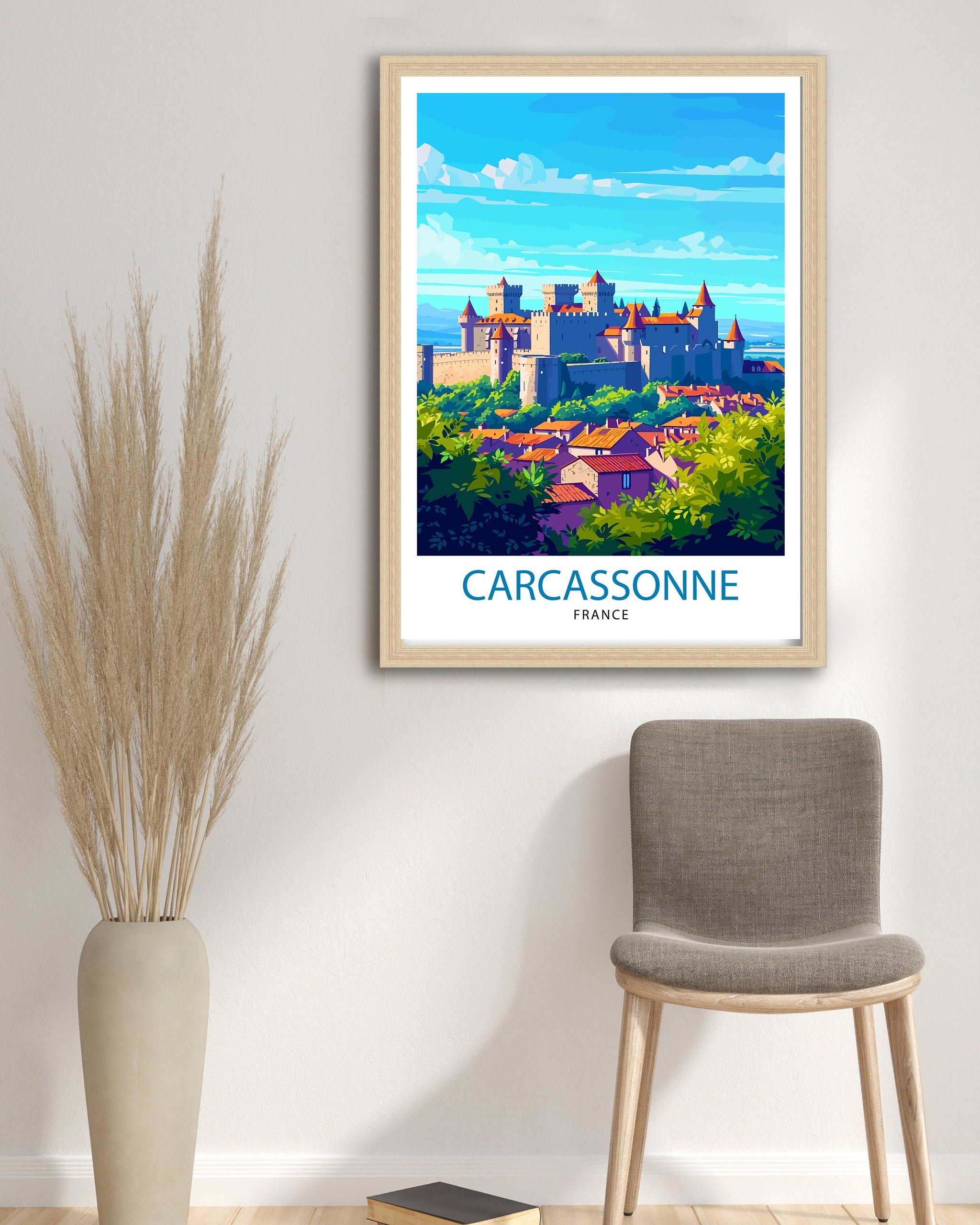 Carcassonne France Travel Print Carcassonne Wall Decor Carcassonne Poster France Travel Prints Carcassonne Art Print Carcassonne
