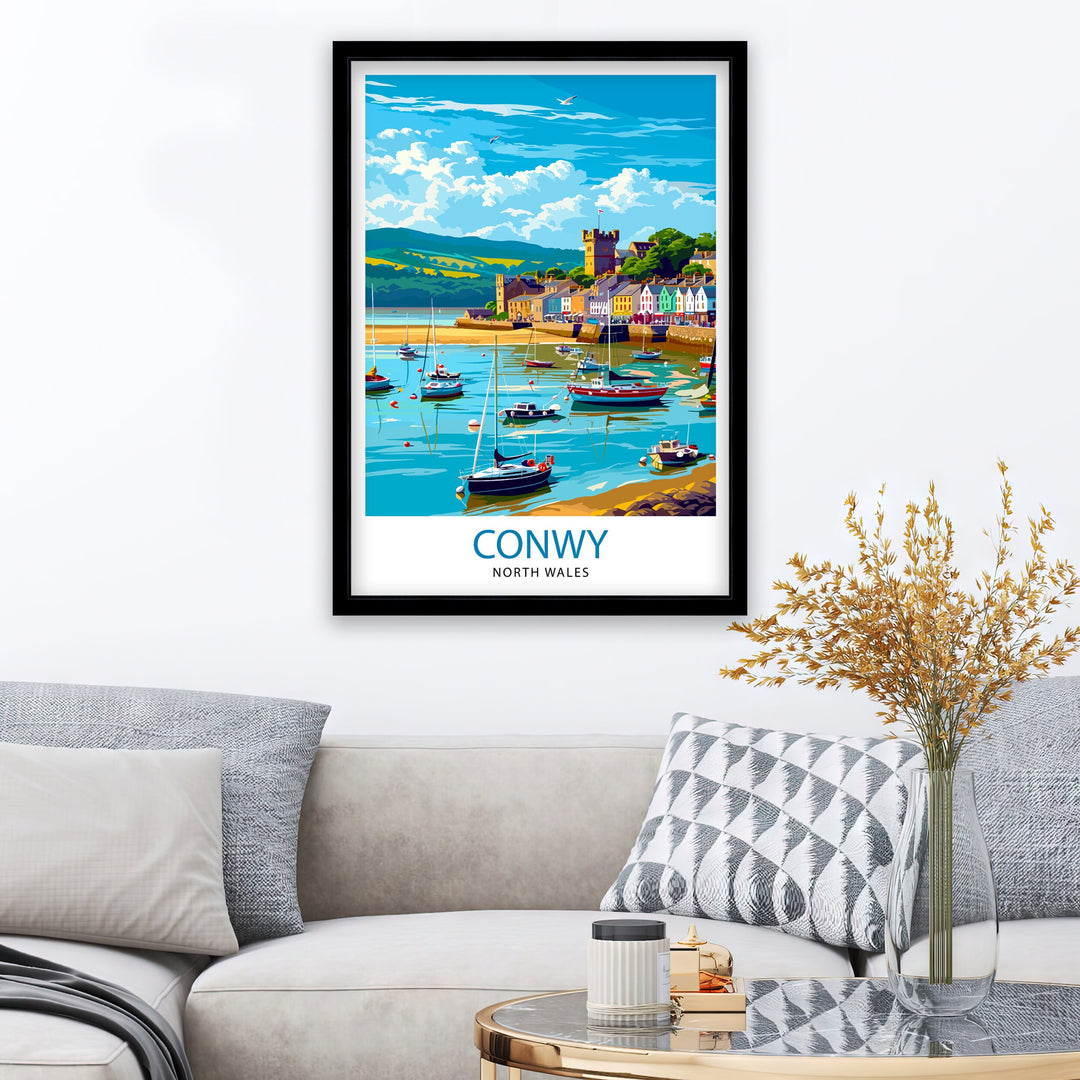 Conwy Castle Travel Poster Conwy Castle Wall Art Conwy Castle Poster Wales Travel Decor Wales Illustration UK Travel Poster Gift for Traveler