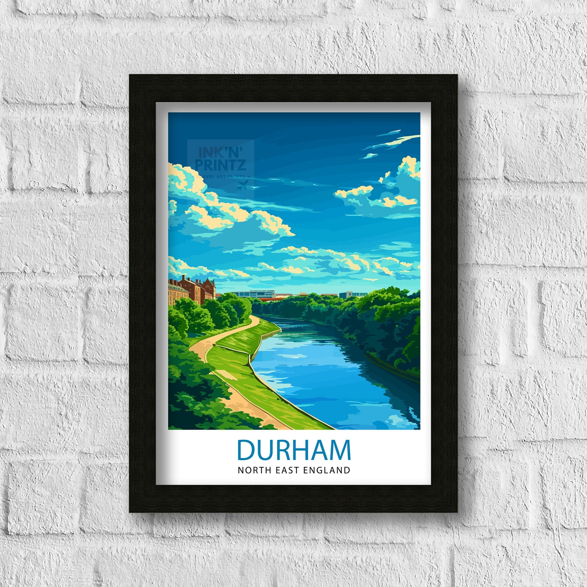 Durham United Kingdom Travel Print Durham Wall Decor Durham Poster United Kingdom Travel Prints Durham Art Print Durham Illustration Durham