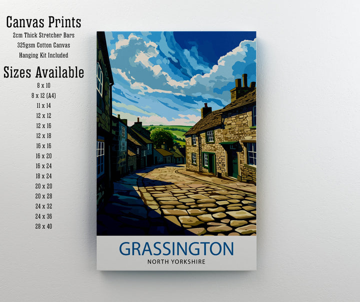 Grassington Yorkshire Poster English Village Art Yorkshire Dales Poster Rural England