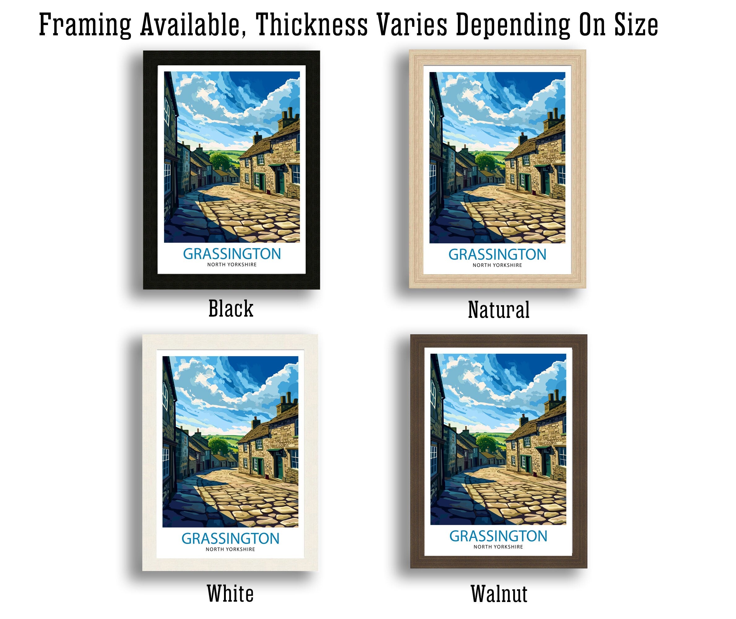 Grassington Yorkshire Print English Village Art Yorkshire Dales Poster Rural England Wall Decor British Countryside Illustration Charming