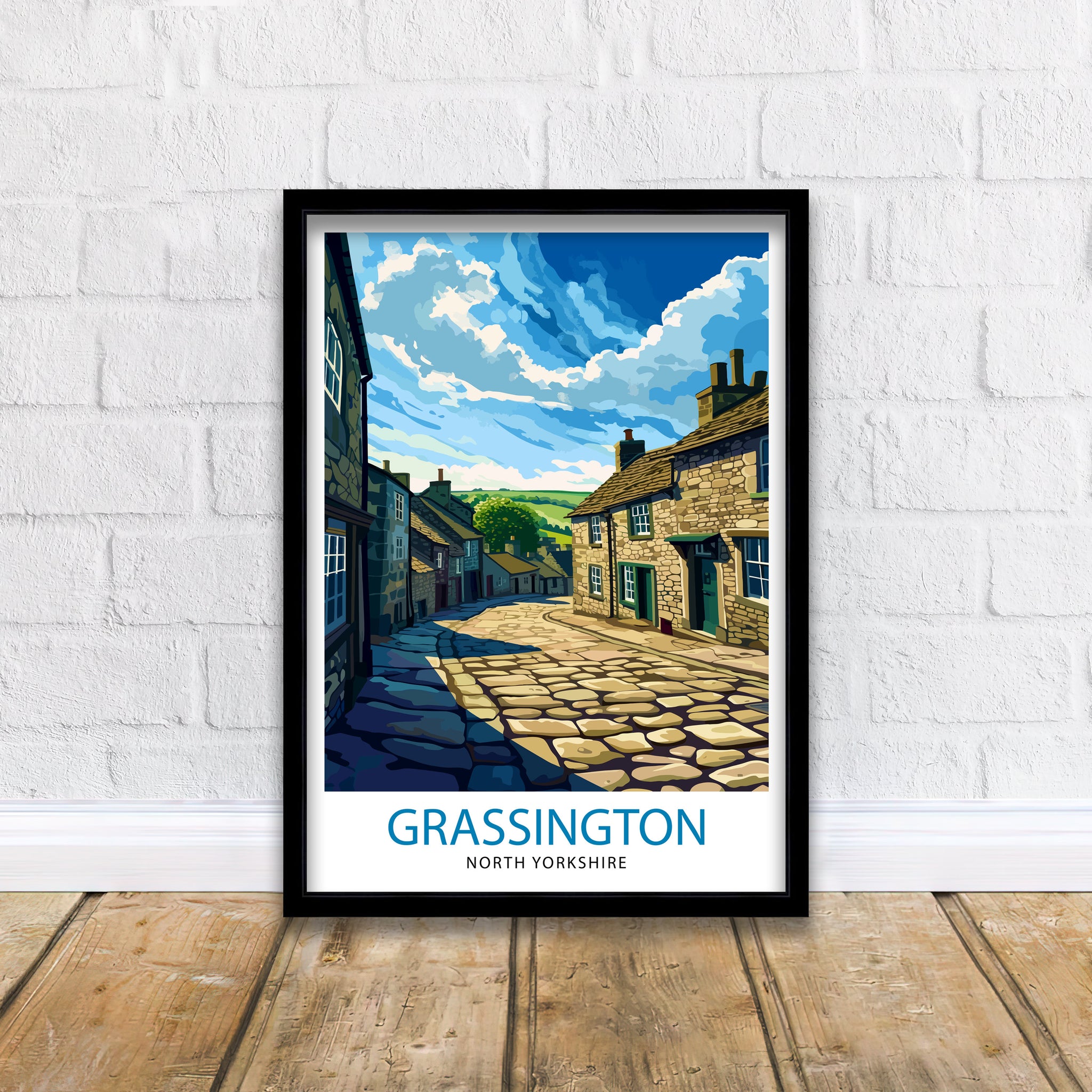 Grassington Yorkshire Print English Village Art Yorkshire Dales Poster Rural England Wall Decor British Countryside Illustration Charming