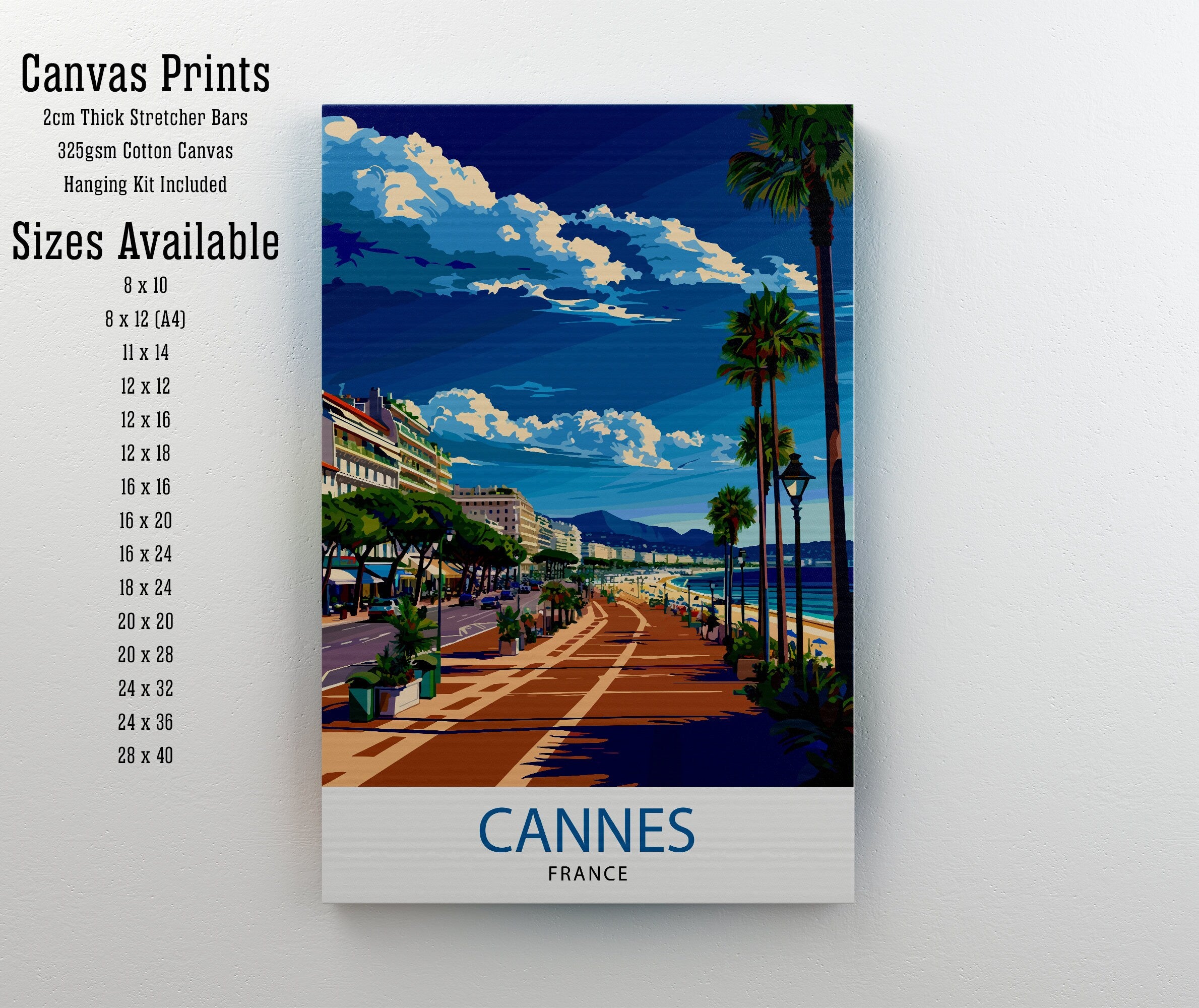 Cannes France Travel Print Cannes Wall Decor Cannes Poster French Riviera Travel Prints Cannes Art Print Cannes Illustration