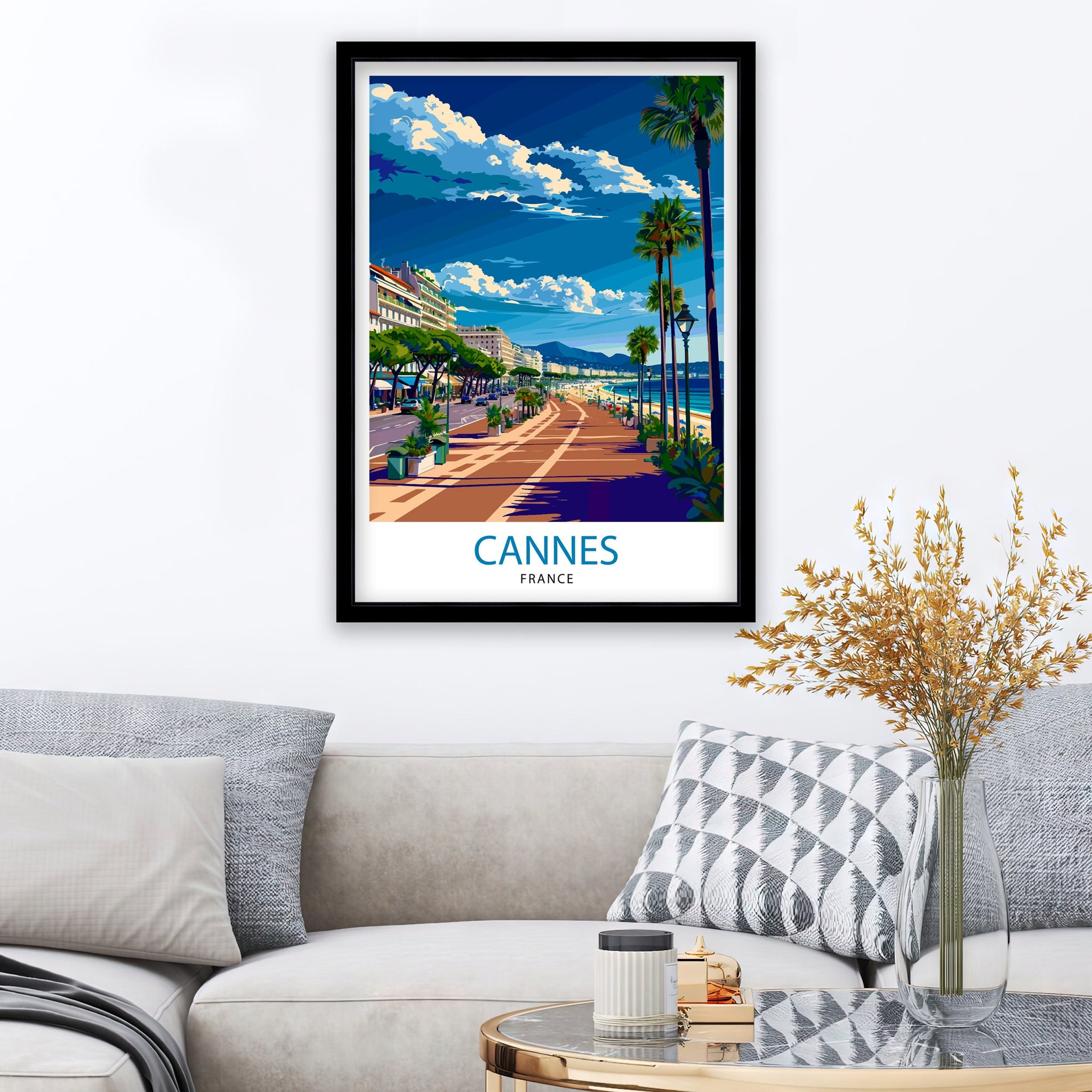 Cannes France Travel Print Cannes Wall Decor Cannes Poster French Riviera Travel Prints Cannes Art Print Cannes Illustration