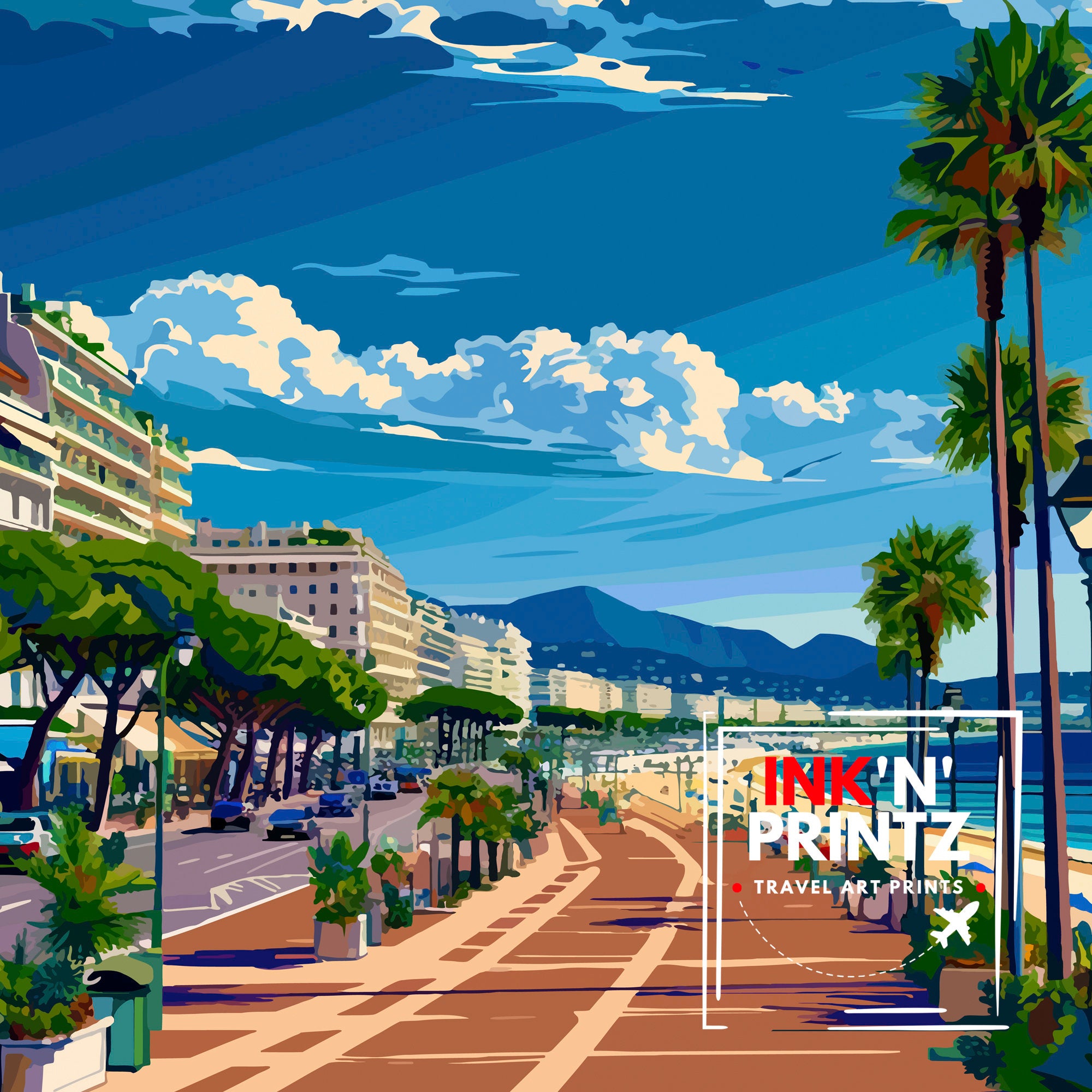Cannes France Travel Print Cannes Wall Decor Cannes Poster French Riviera Travel Prints Cannes Art Print Cannes Illustration
