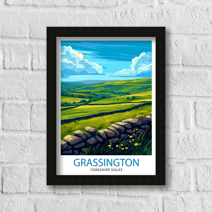 Grassington Yorkshire Poster English Village Art Yorkshire Dales Poster Rural England