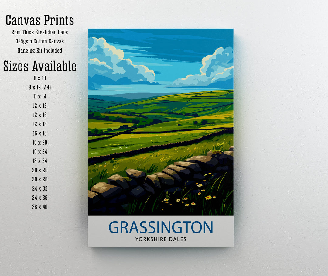 Grassington Yorkshire Poster English Village Art Yorkshire Dales Poster Rural England