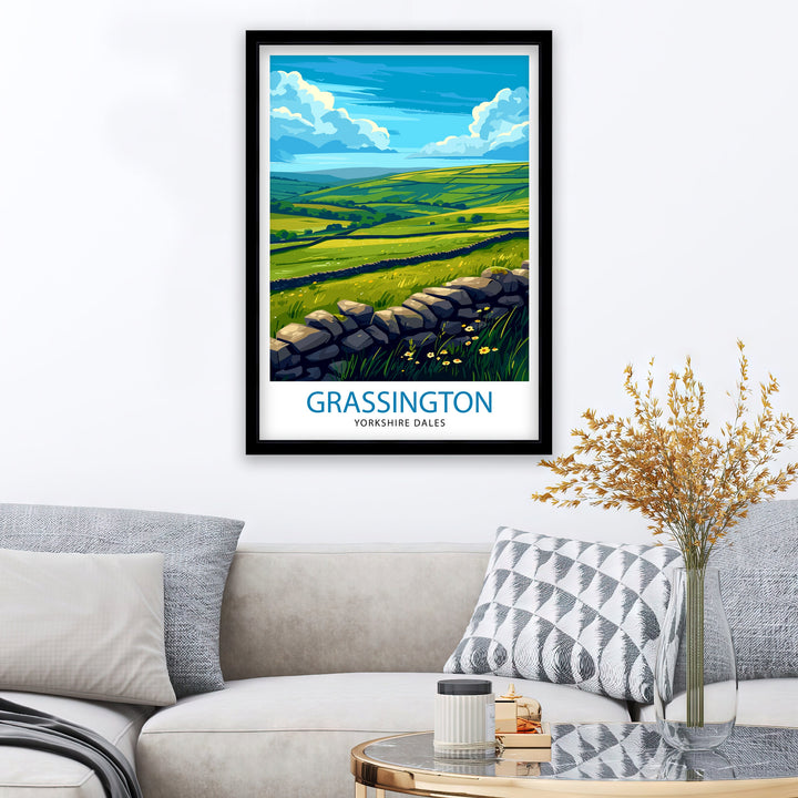 Grassington Yorkshire Poster English Village Art Yorkshire Dales Poster Rural England