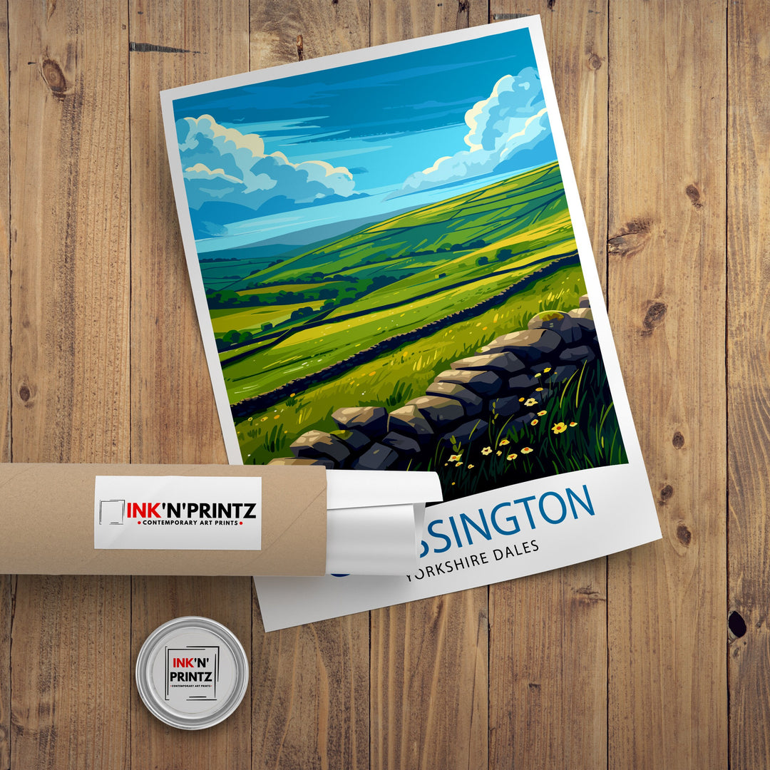 Grassington Yorkshire Poster English Village Art Yorkshire Dales Poster Rural England