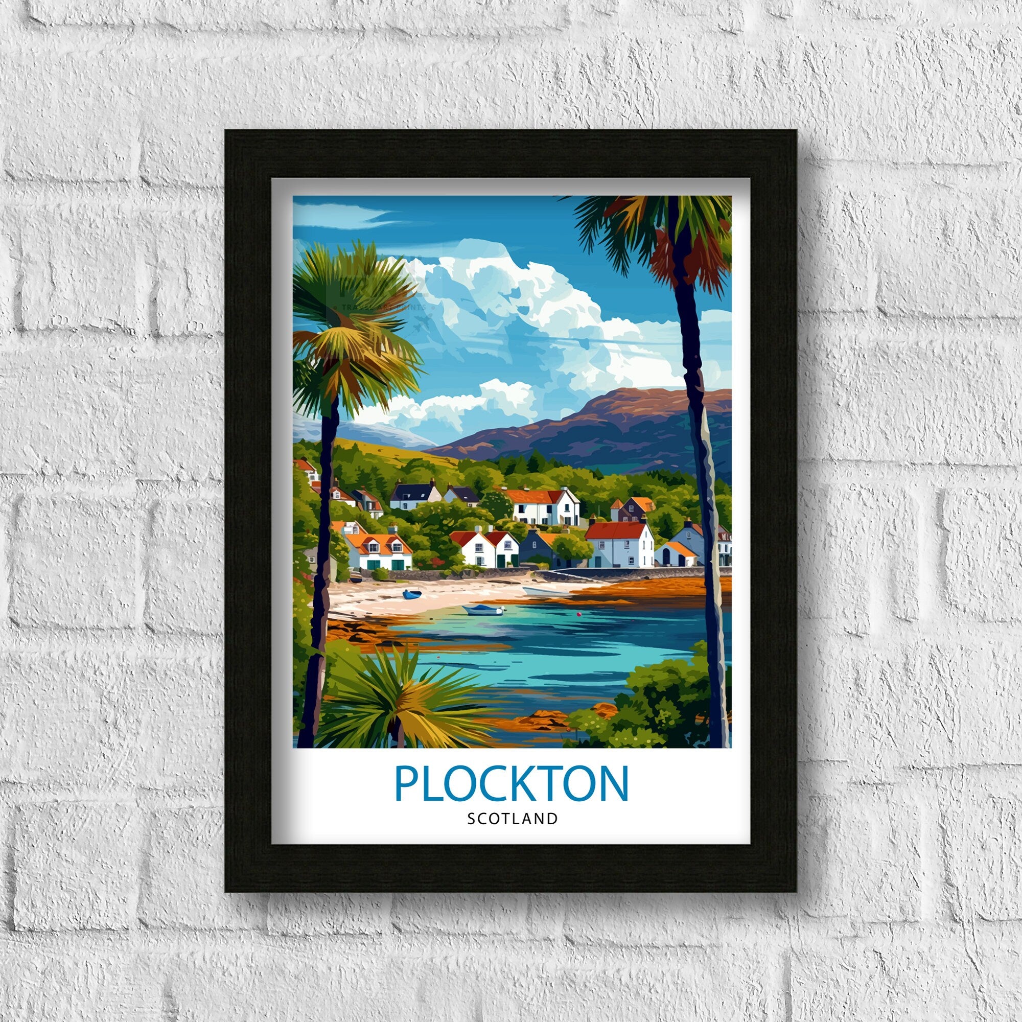 Plockton Scotland Print Scottish Highland Village Art Coastal Town Poster Loch Carron Wall Decor Scottish Countryside