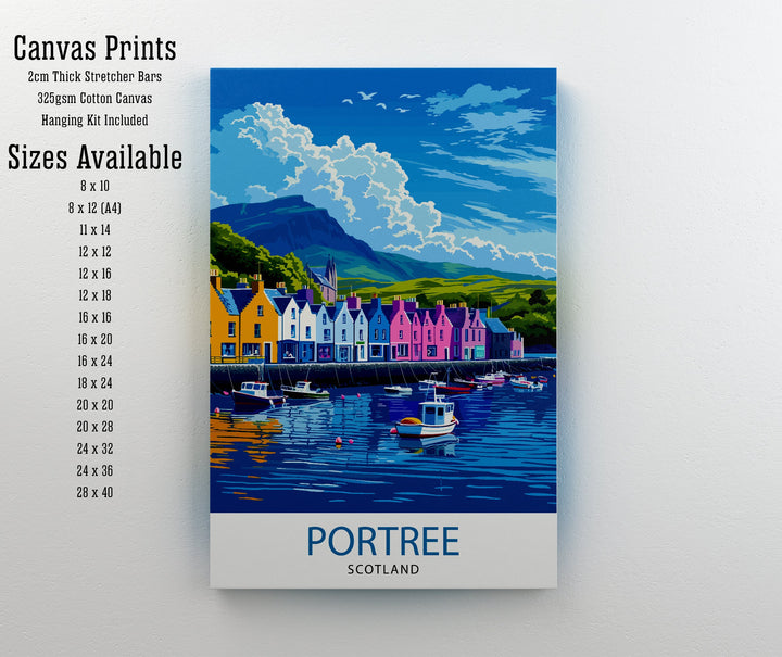 Portree Scotland Print Isle of Skye Art Scottish Harbour Town Poster Hebridean Landscape Wall Decor Scottish Island Illustration